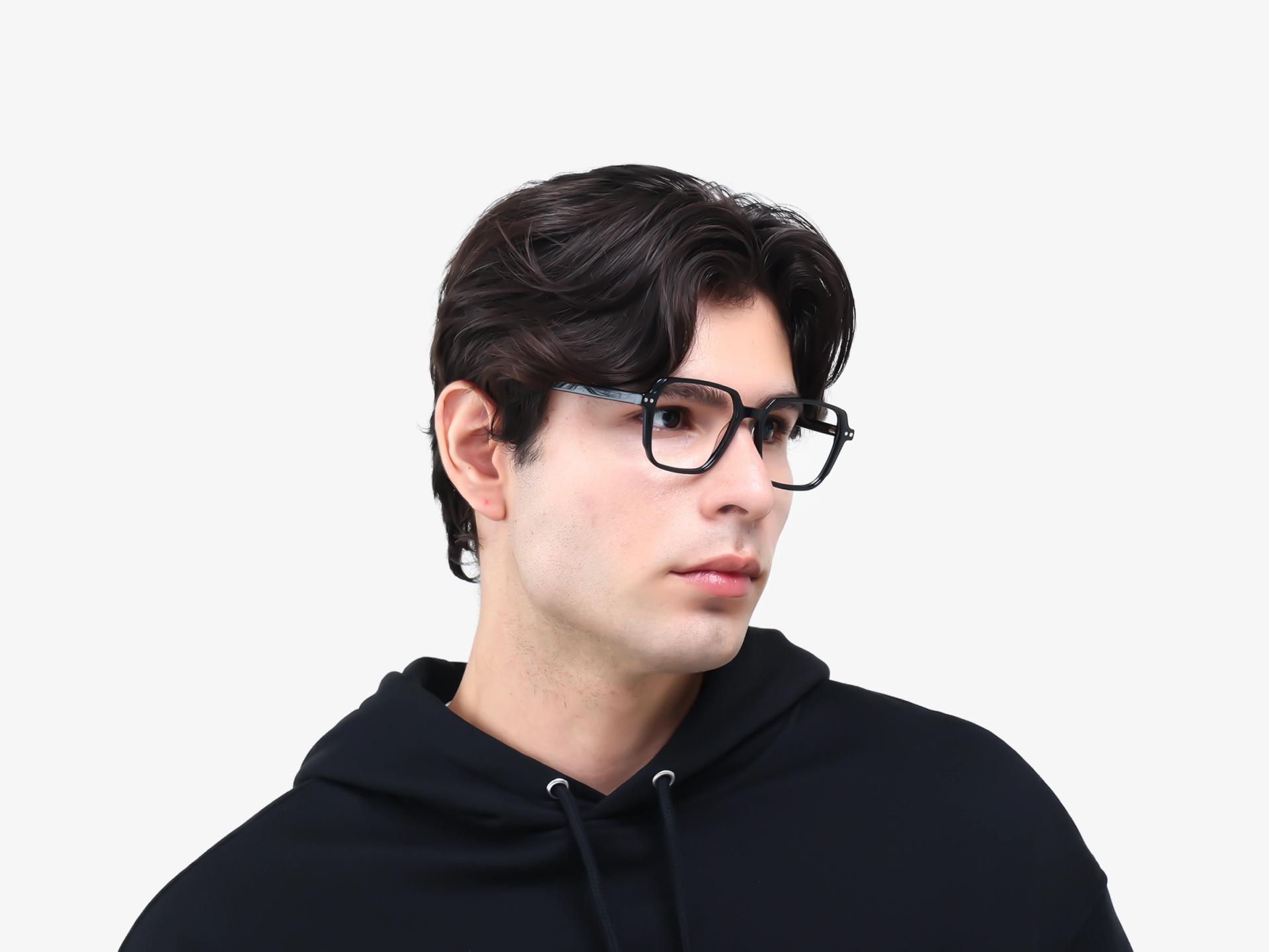 Black Clip-On Glasses – Magnetic Green & Yellow Lenses
