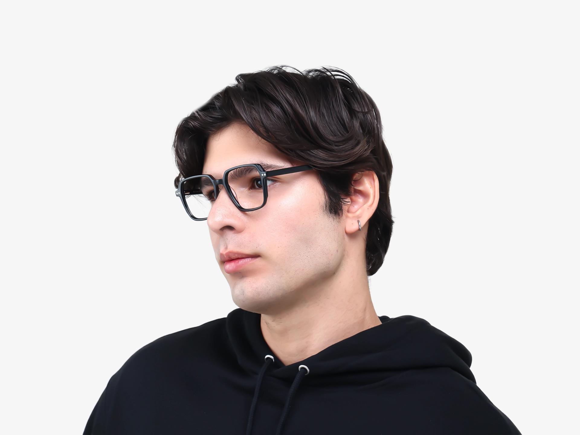 Black Clip-On Glasses – Magnetic Green & Yellow Lenses