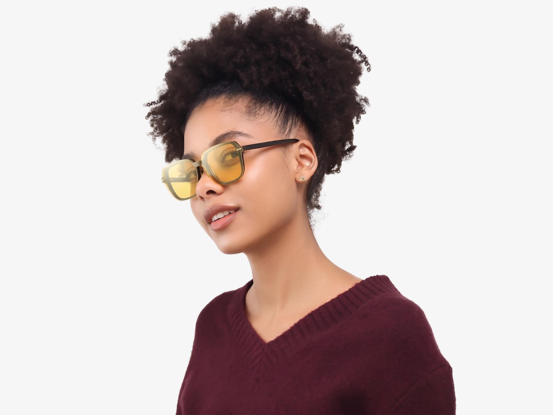 Black Clip-On Glasses – Magnetic Green & Yellow Lenses