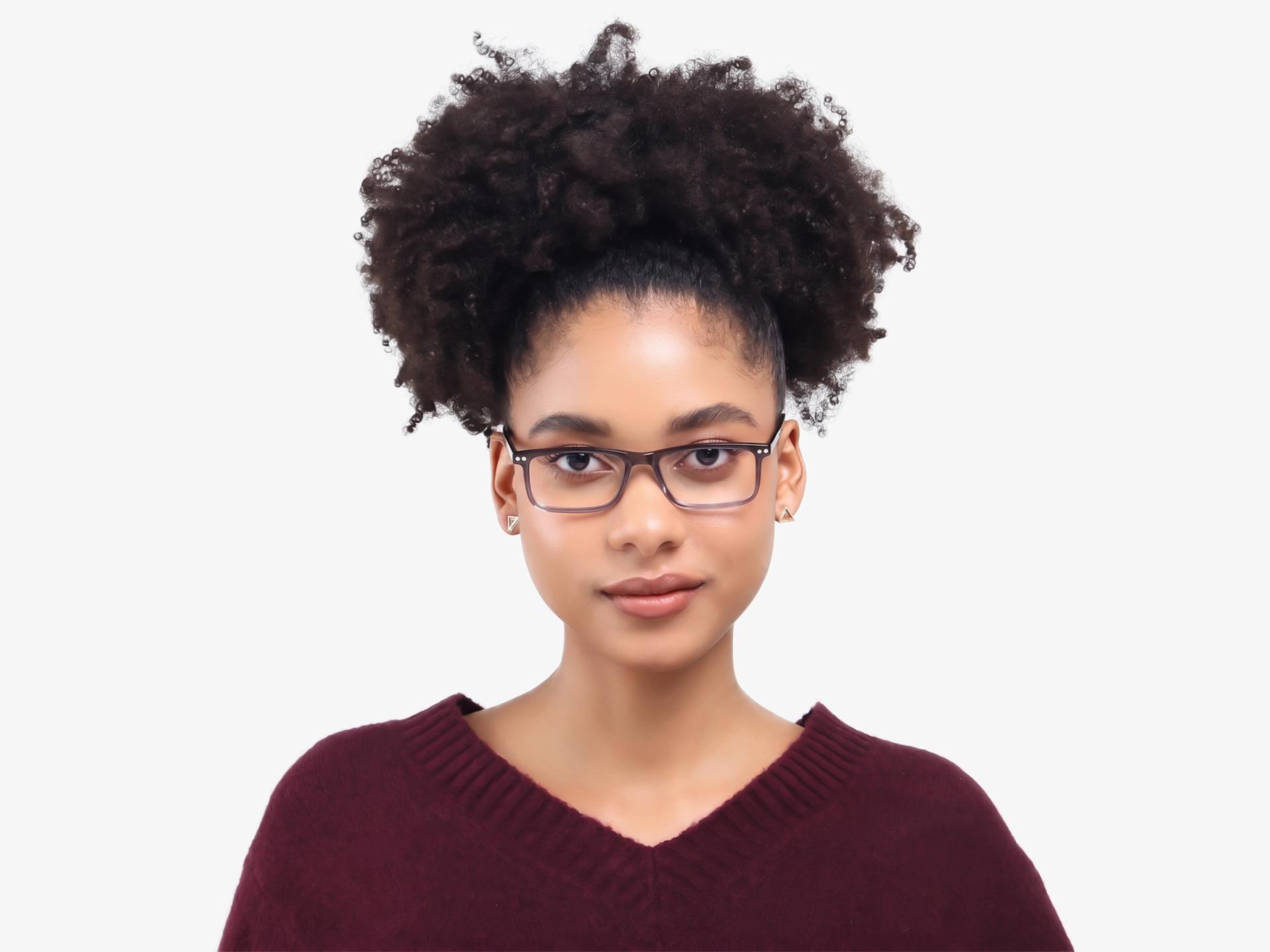 Crystal Grey Ombre Rectangle Clip-On Glasses