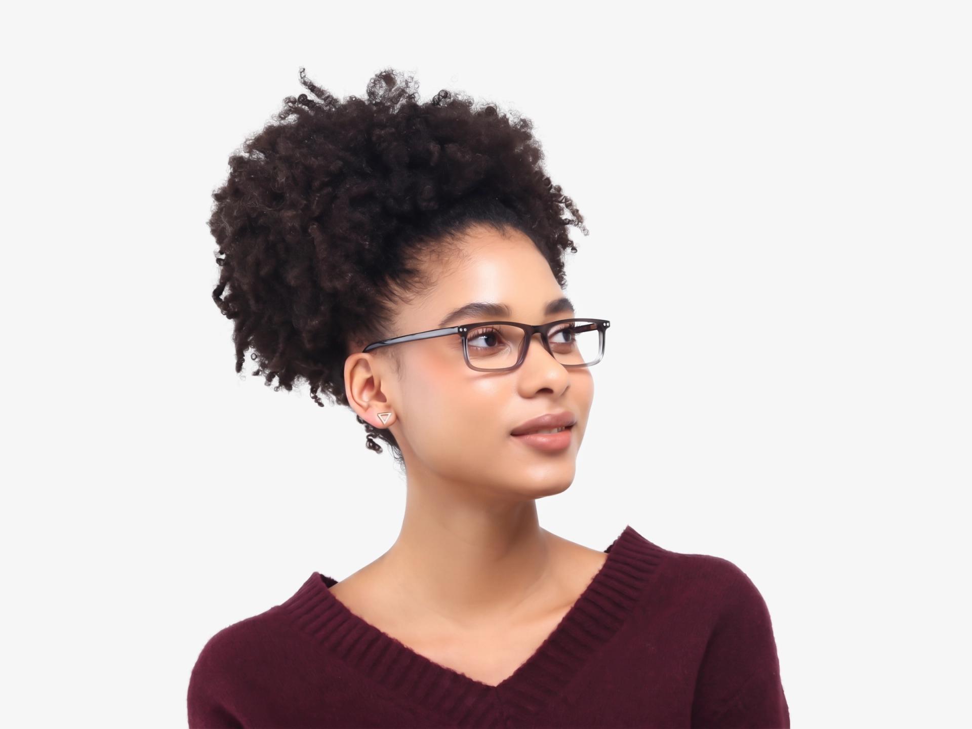 Crystal Grey Ombre Rectangle Clip-On Glasses