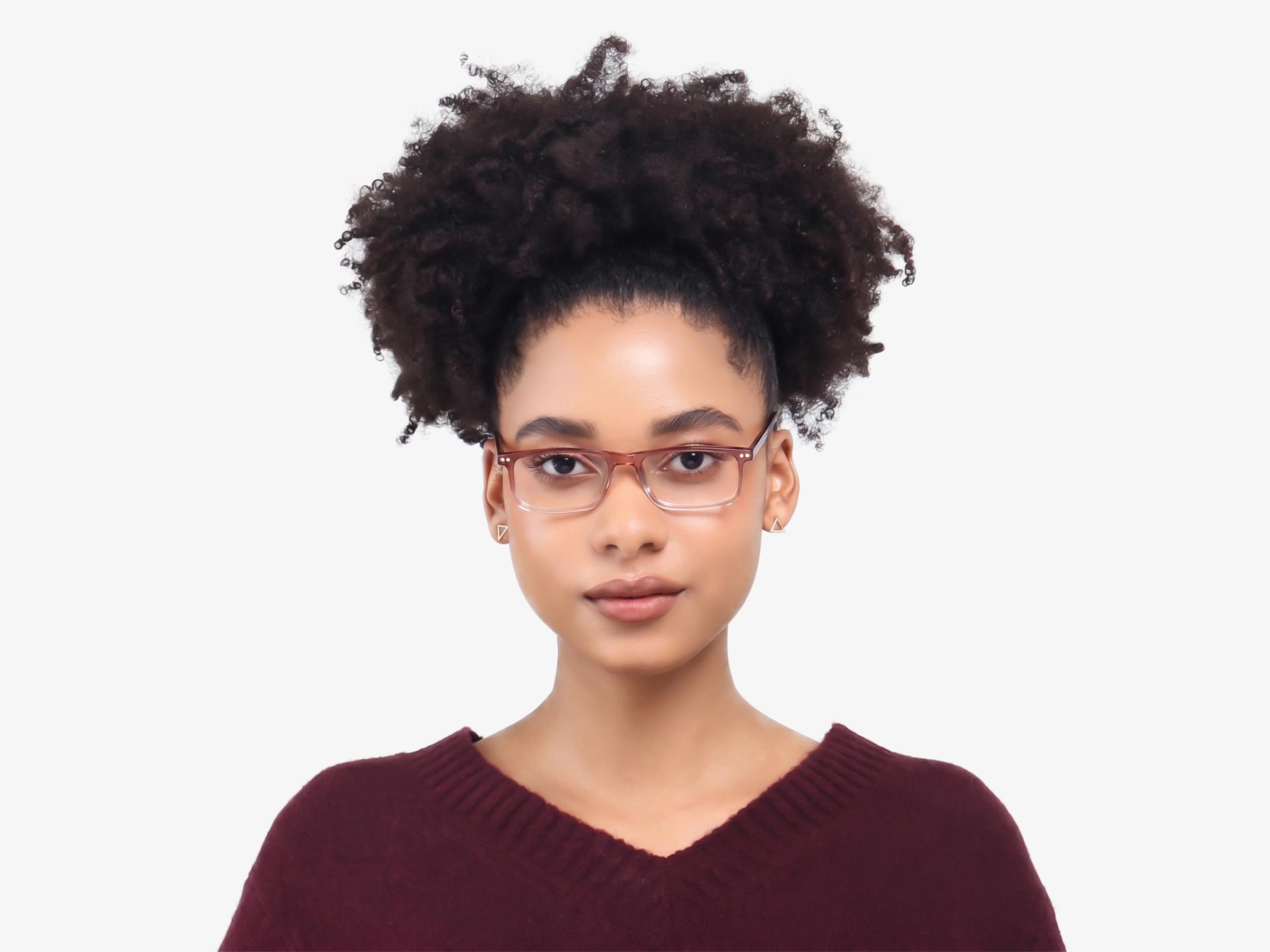 Crystal Rose Ombre Clip-On Glasses - Yellow & Dark Grey Lenses