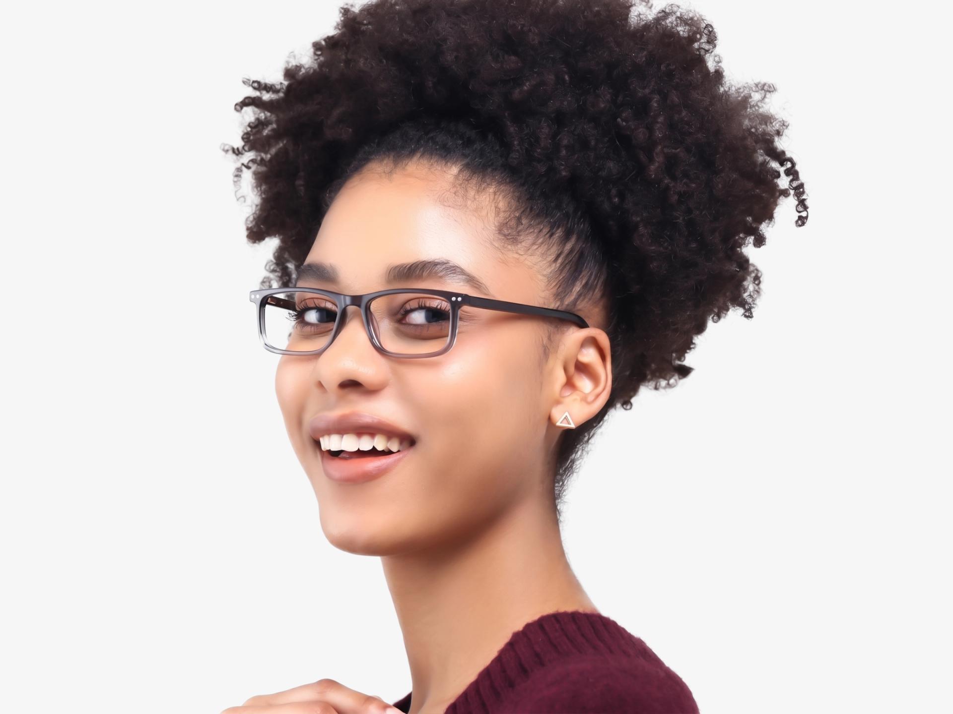 Crystal Grey Ombre Rectangle Clip-On Glasses