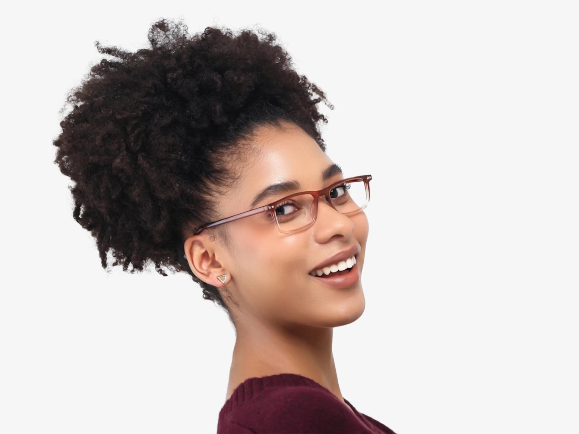 Crystal Rose Ombre Clip-On Glasses - Yellow & Dark Grey Lenses