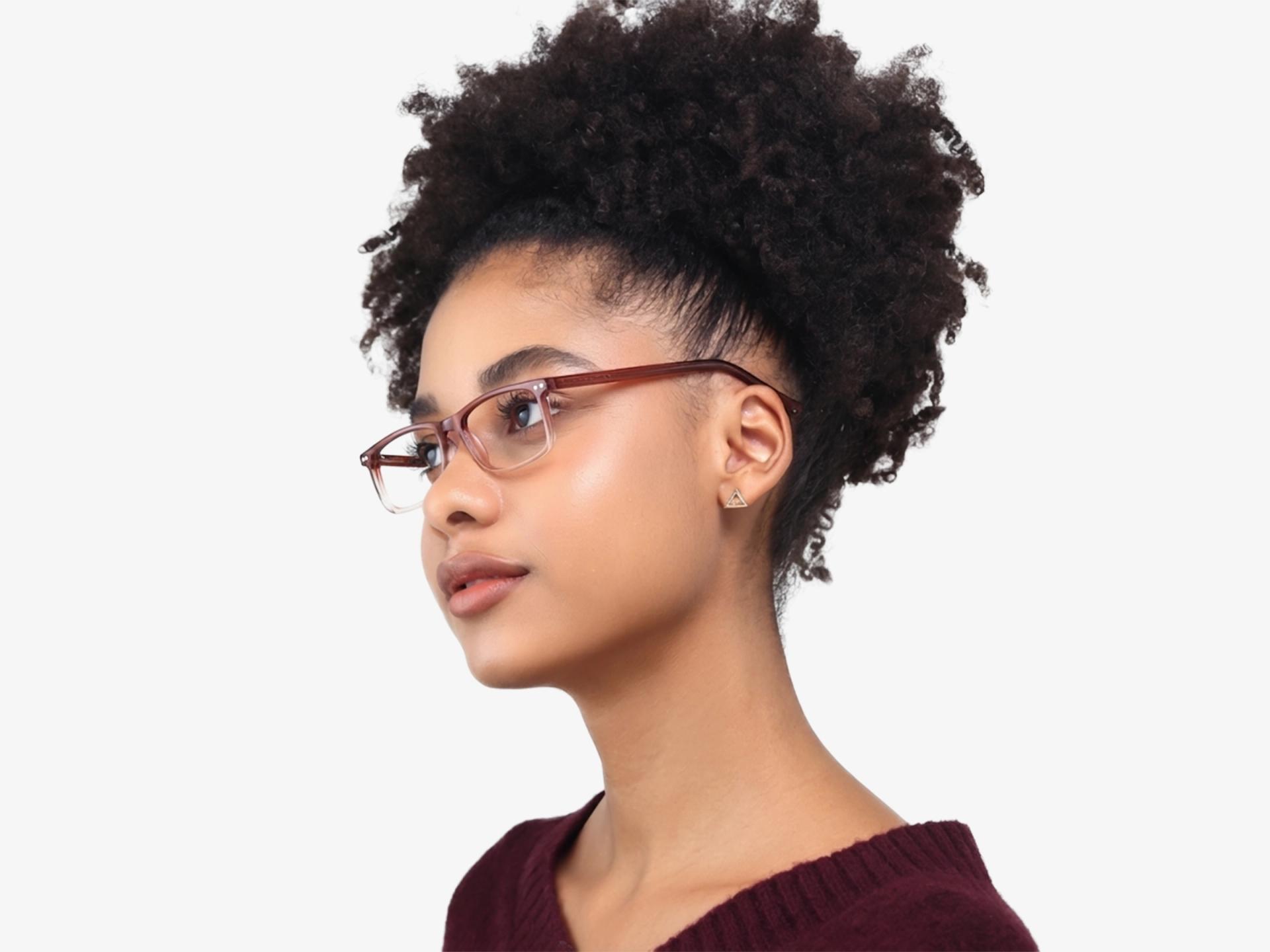 Crystal Rose Ombre Clip-On Glasses - Yellow & Dark Grey Lenses