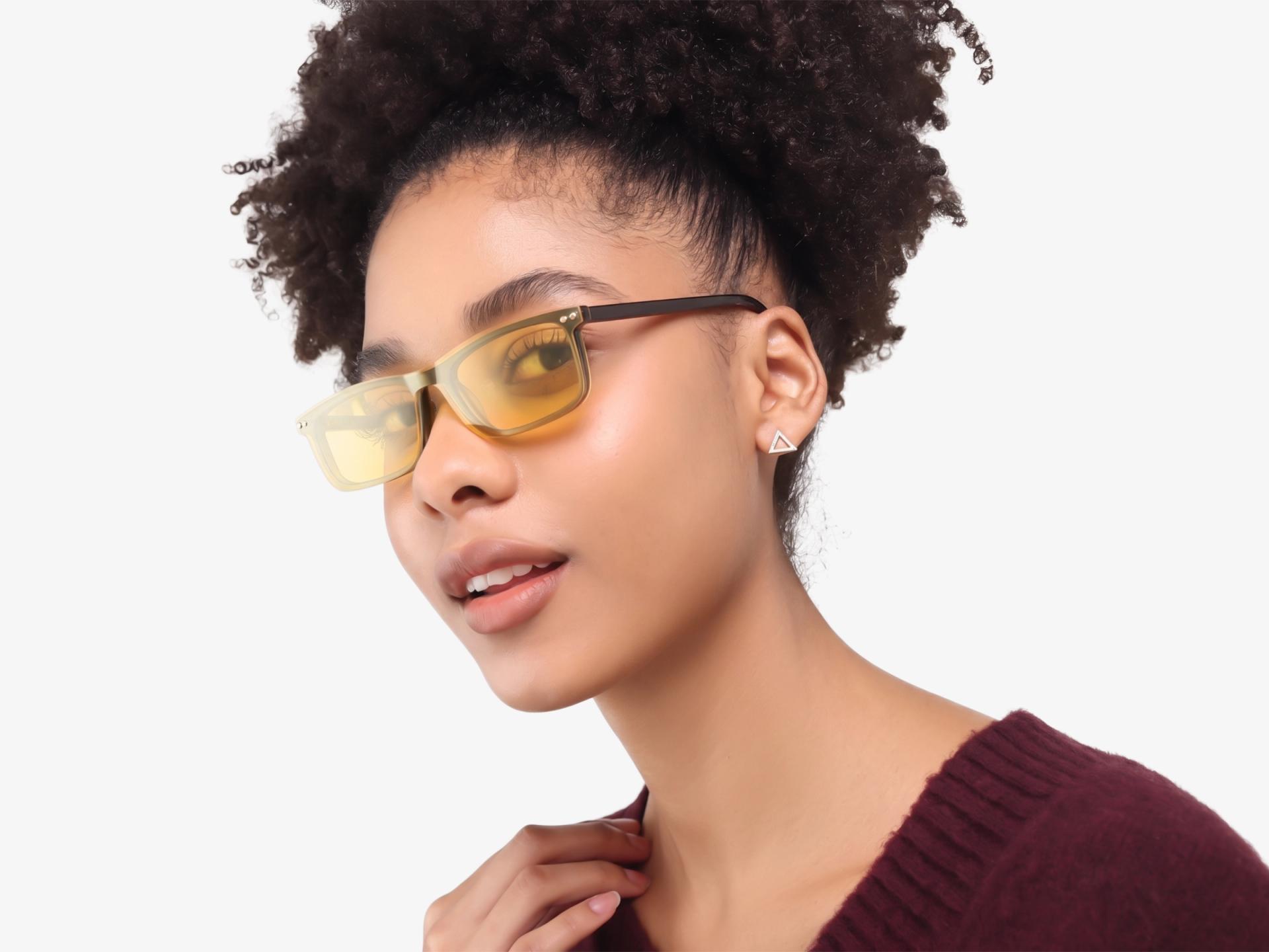 Crystal Grey Ombre Rectangle Clip-On Glasses