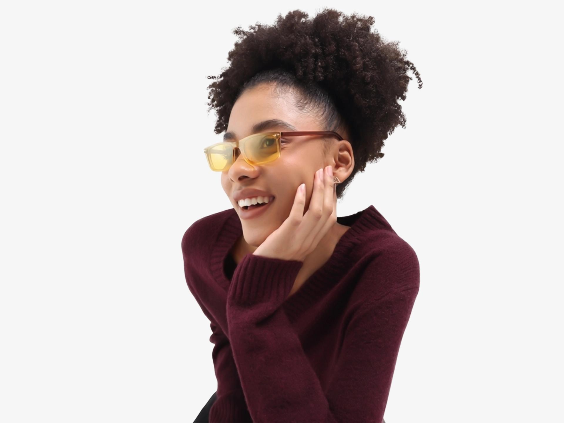 Crystal Rose Ombre Clip-On Glasses - Yellow & Dark Grey Lenses
