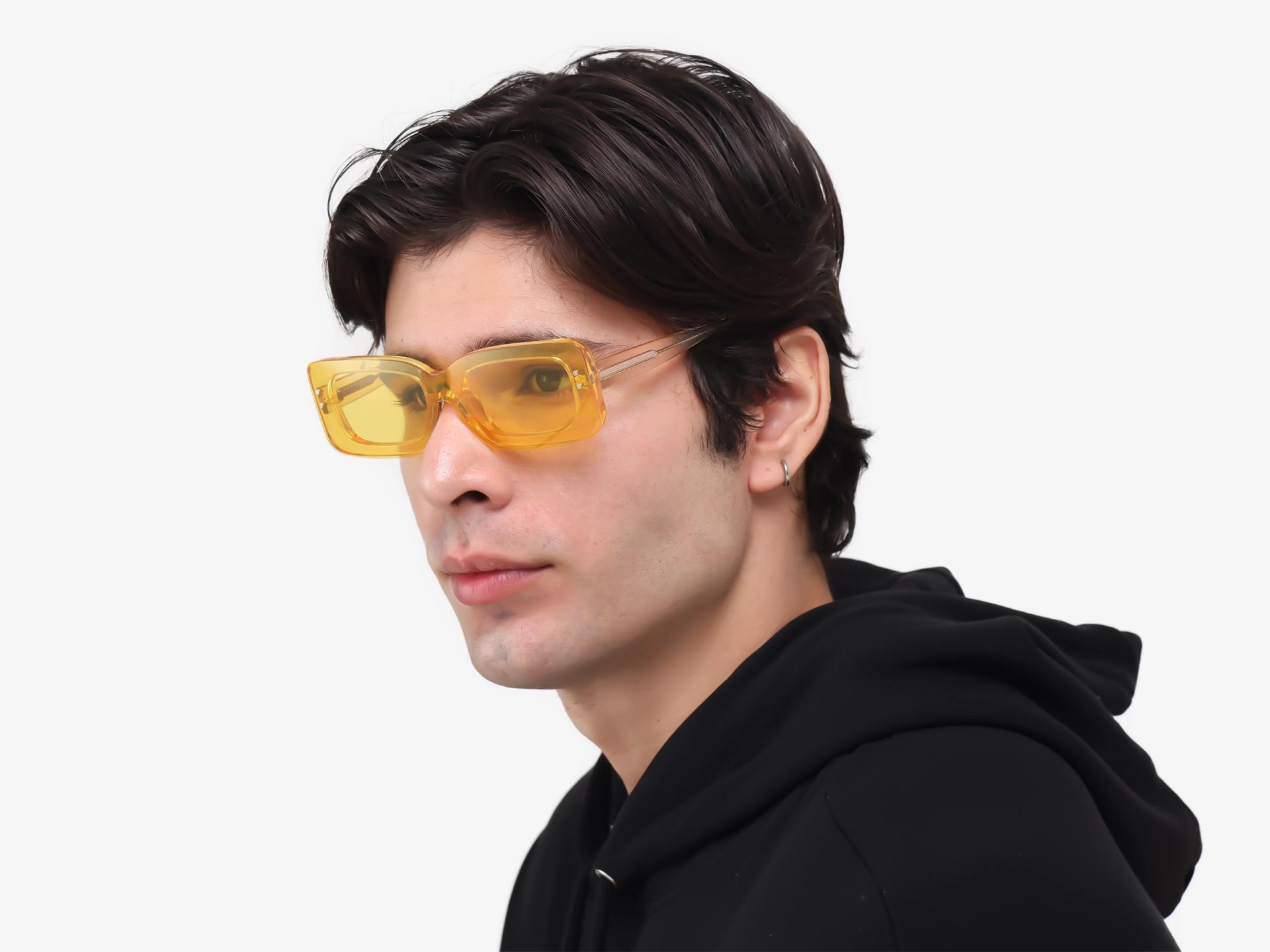 Crystal Peach Magnetic Clip-On Glasses – Yellow & Green Lenses