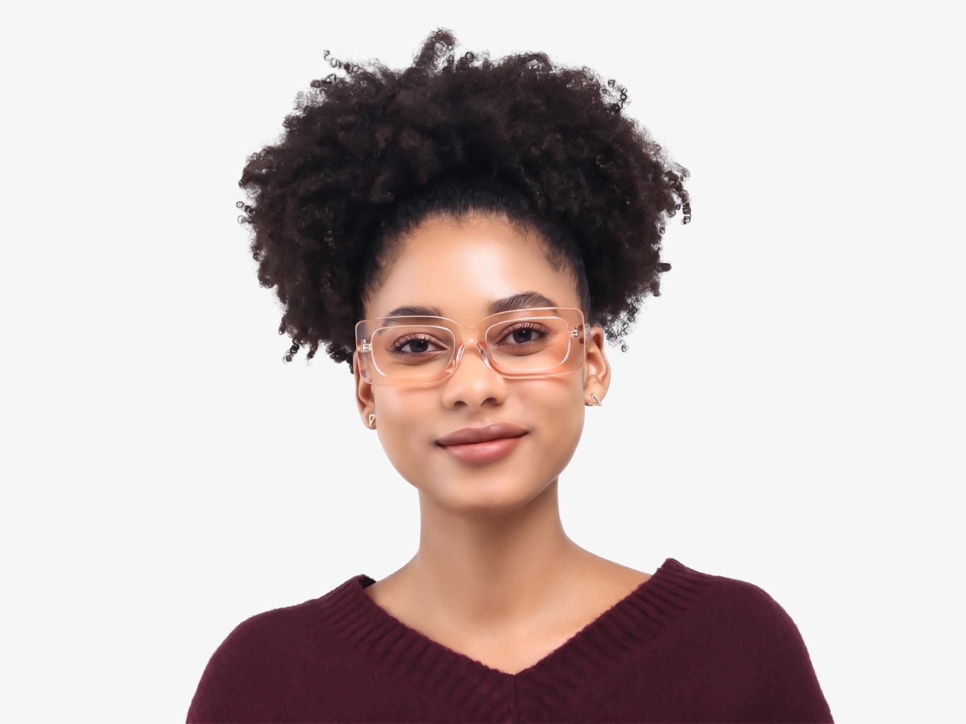 Crystal Peach Magnetic Clip-On Glasses – Yellow & Green Lenses