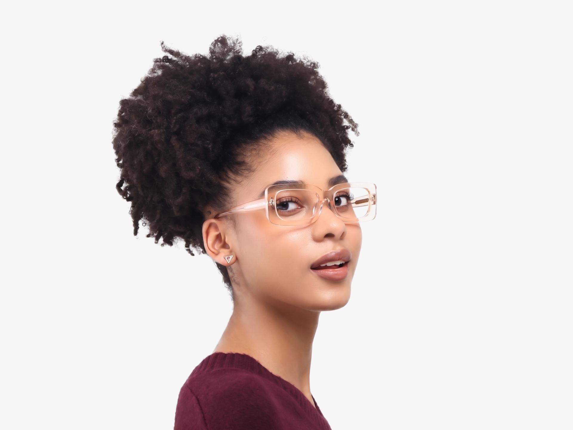 Crystal Peach Magnetic Clip-On Glasses – Yellow & Green Lenses