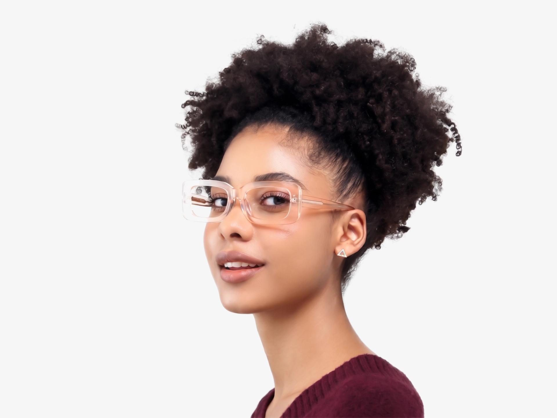 Crystal Peach Magnetic Clip-On Glasses – Yellow & Green Lenses