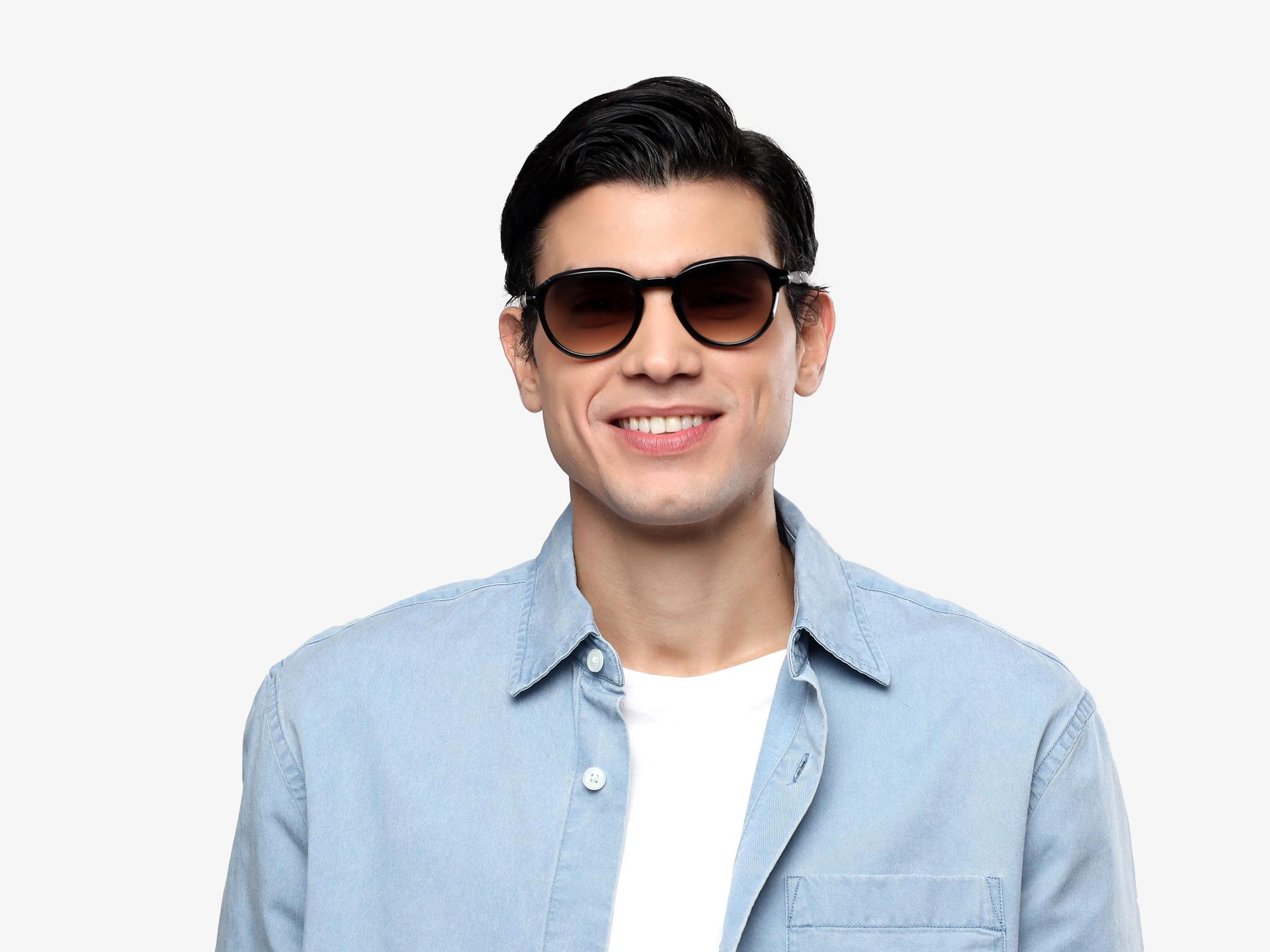 Black & Brown Keyhole Frame With Blue Tint Sunglasses