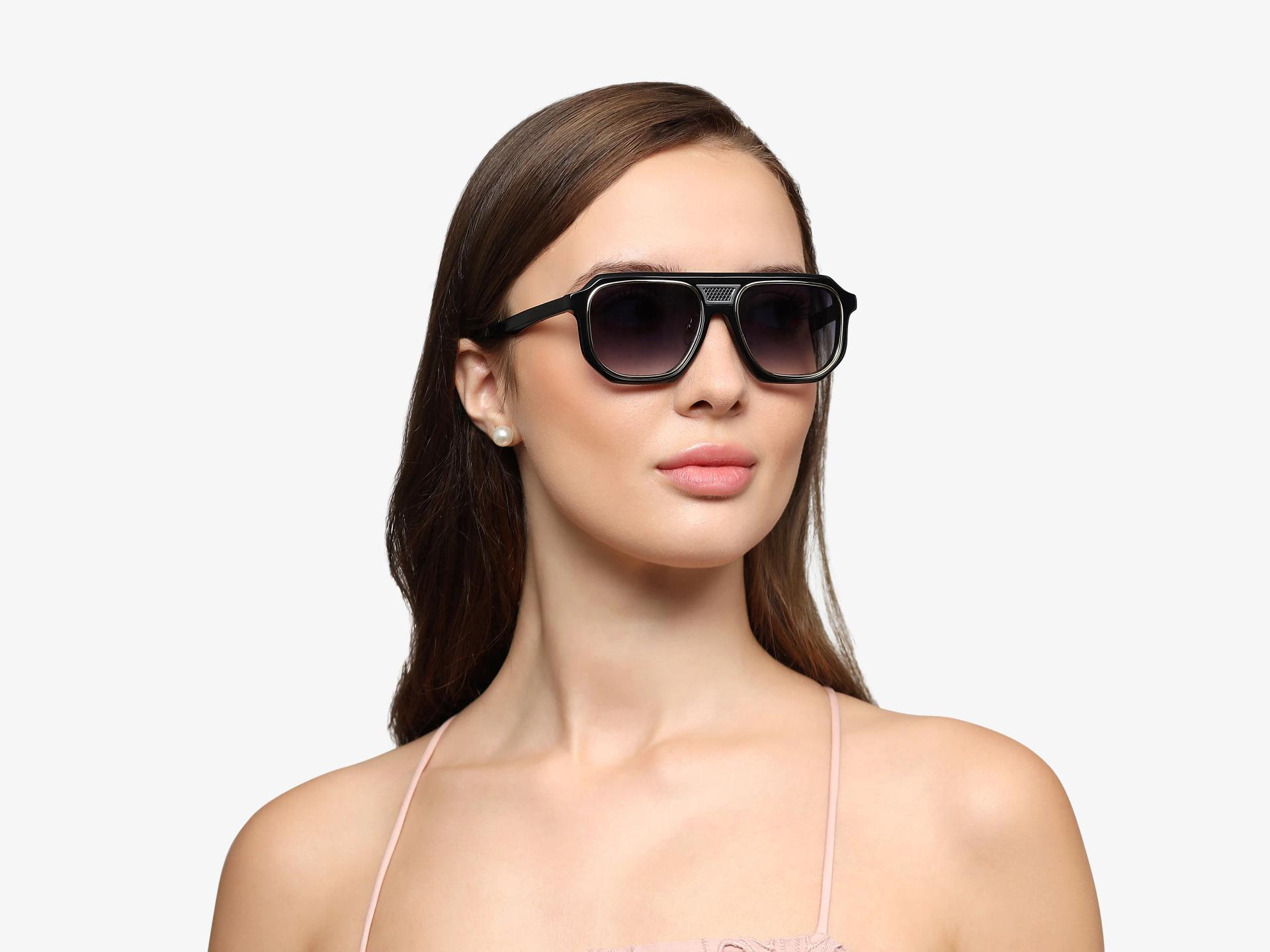 Black Vintage Frame With Grey Tint Sunglasses