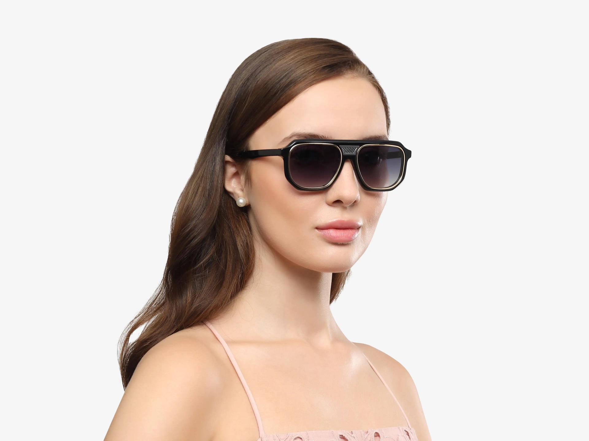Black Vintage Frame With Grey Tint Sunglasses