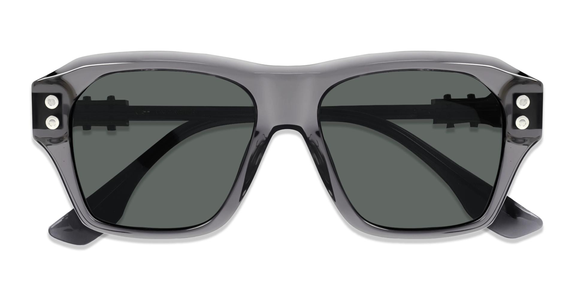 Crystal Grey Frame With Grey Tint Square Sunglasses
