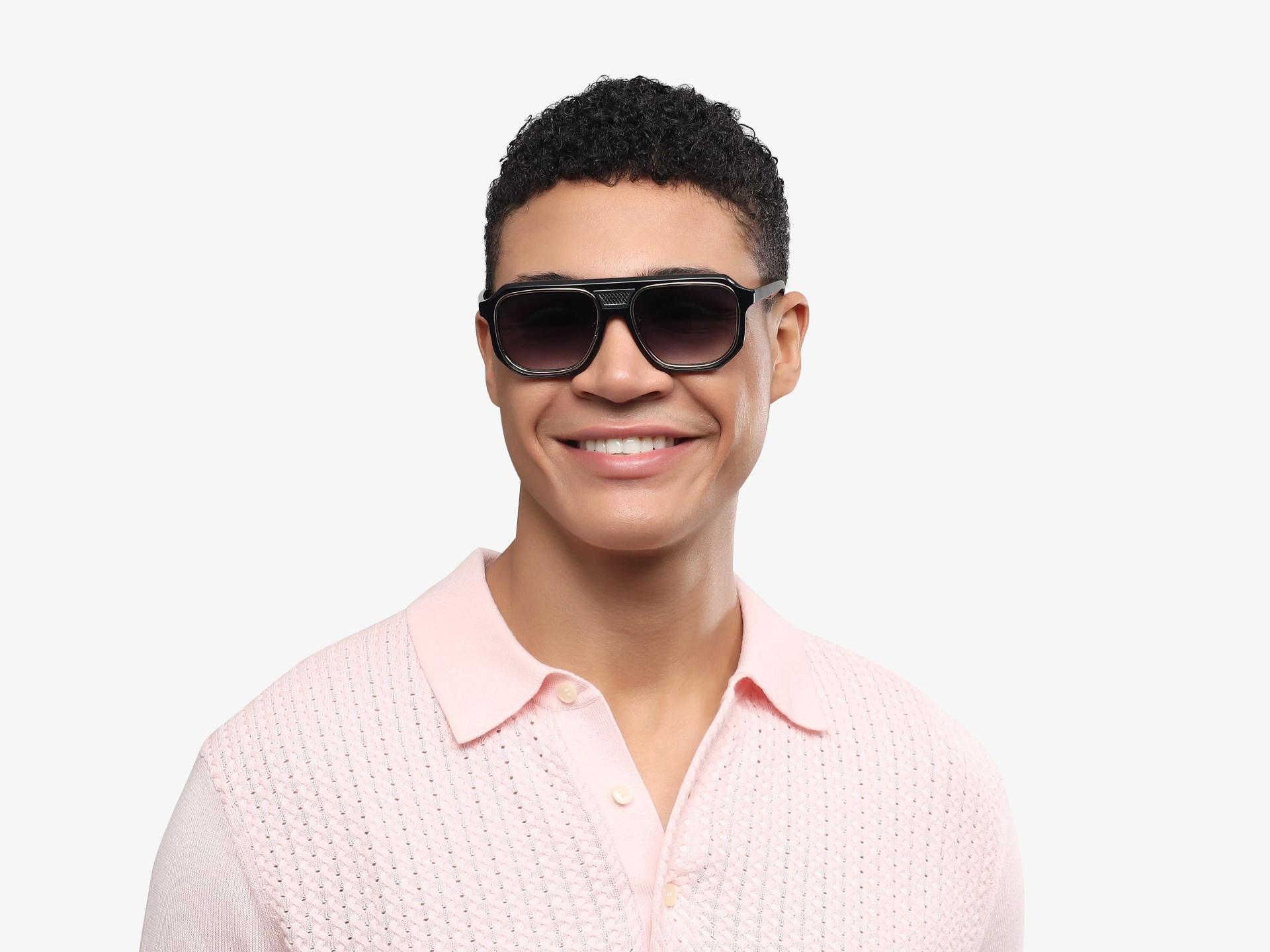 Black Vintage Frame With Grey Tint Sunglasses