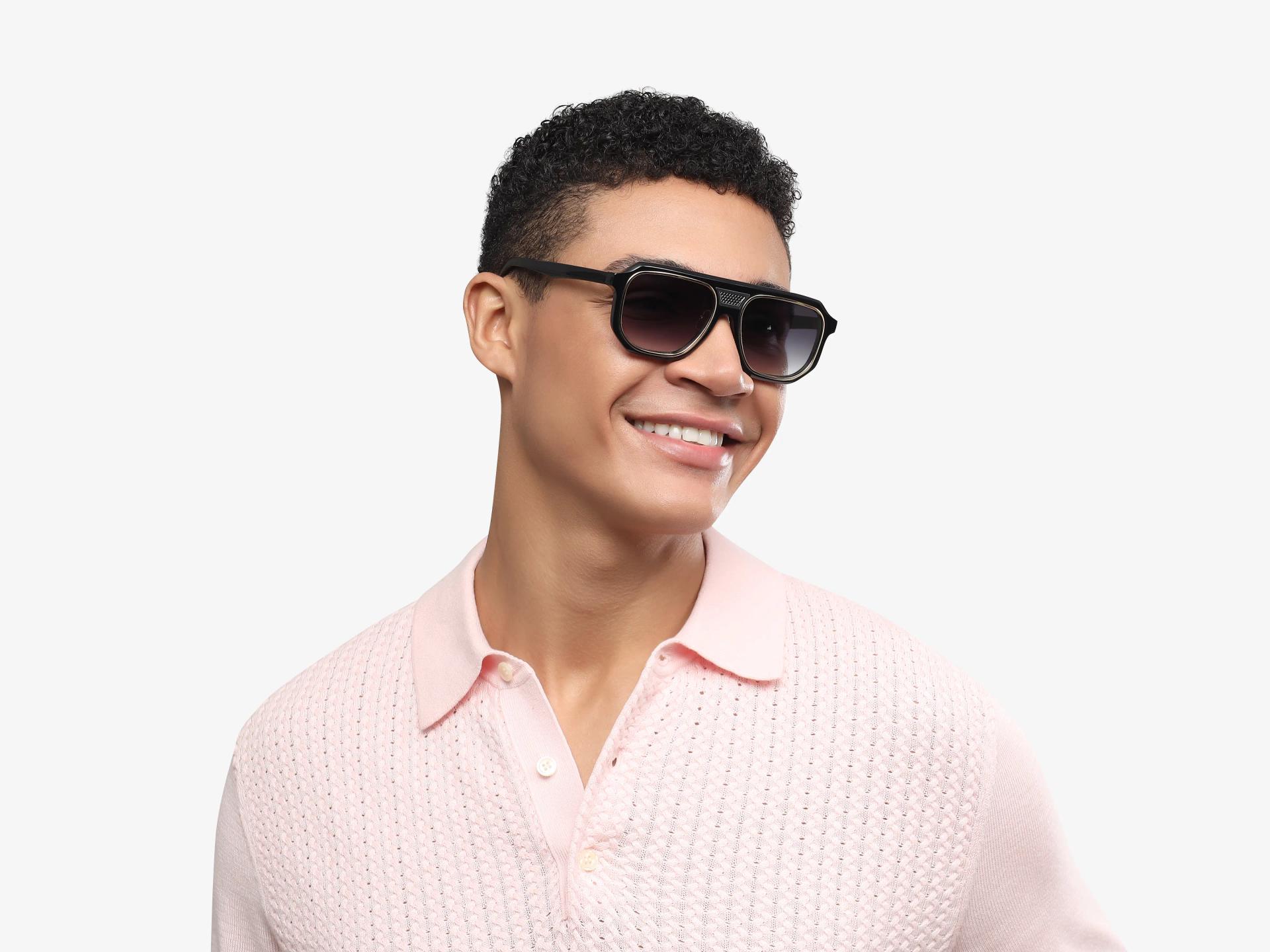 Black Vintage Frame With Grey Tint Sunglasses