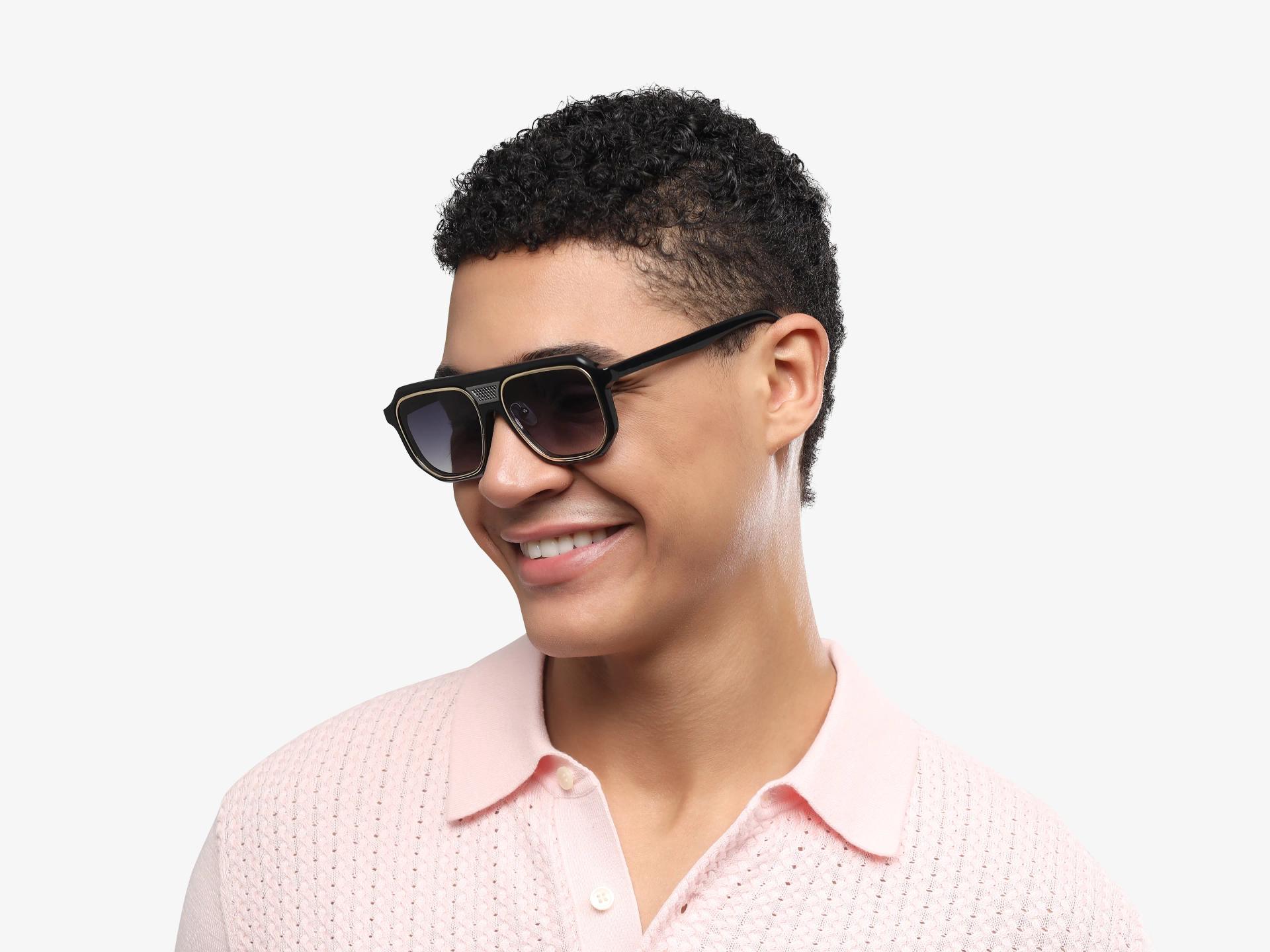 Black Vintage Frame With Grey Tint Sunglasses