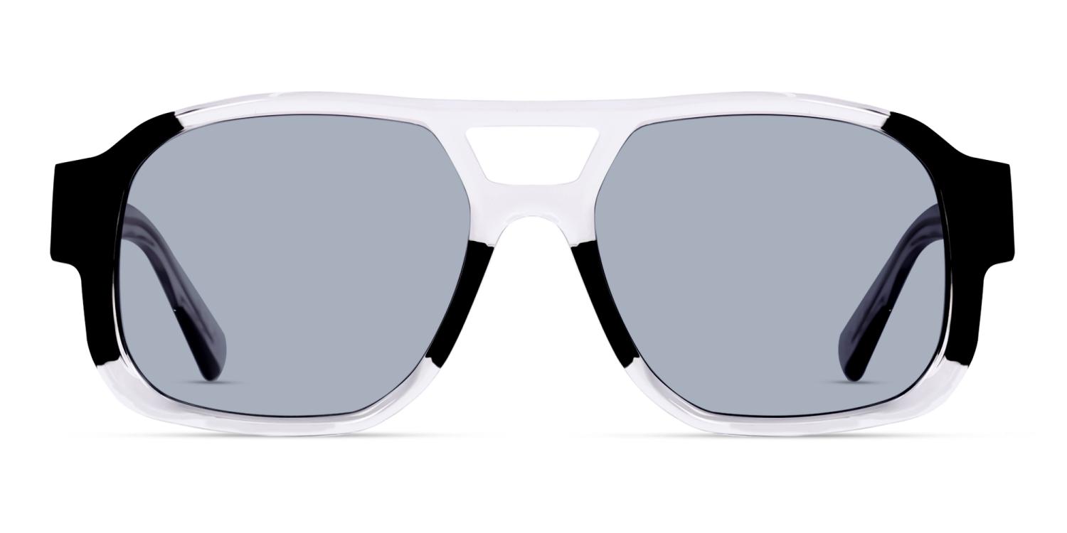 Crystal Clear & Black Pilot Square Sunglasses