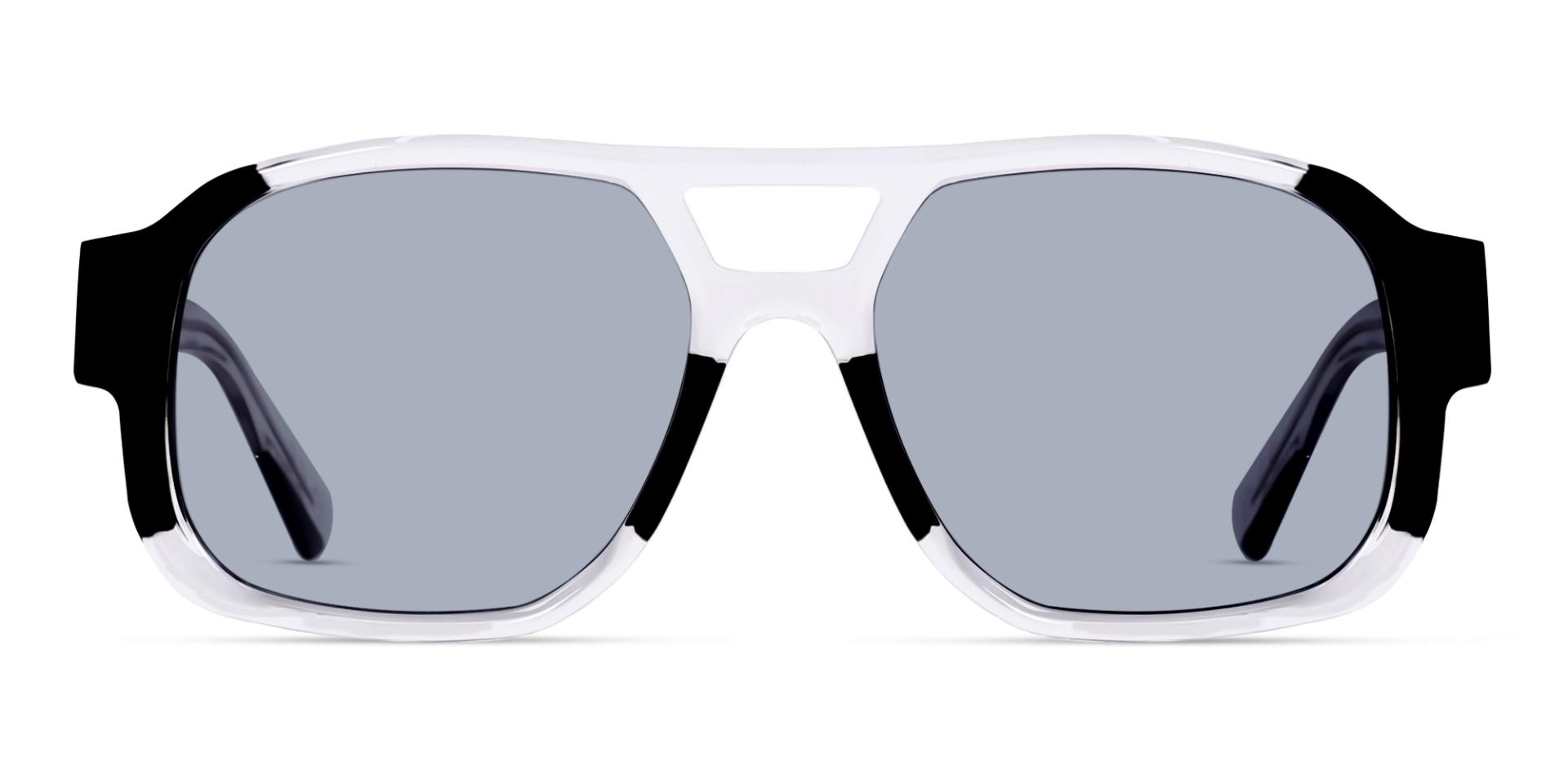 Crystal Clear & Black Pilot Square Sunglasses