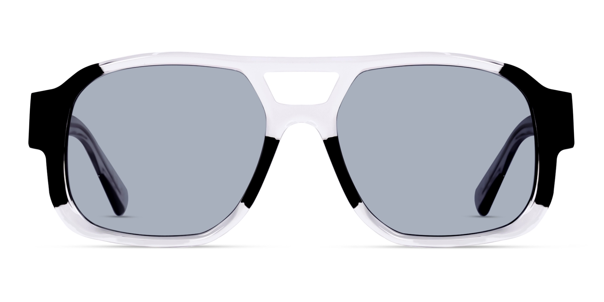 Crystal Clear & Black Pilot Square Sunglasses Crystal Clear & Black Pilot Square Sunglasses