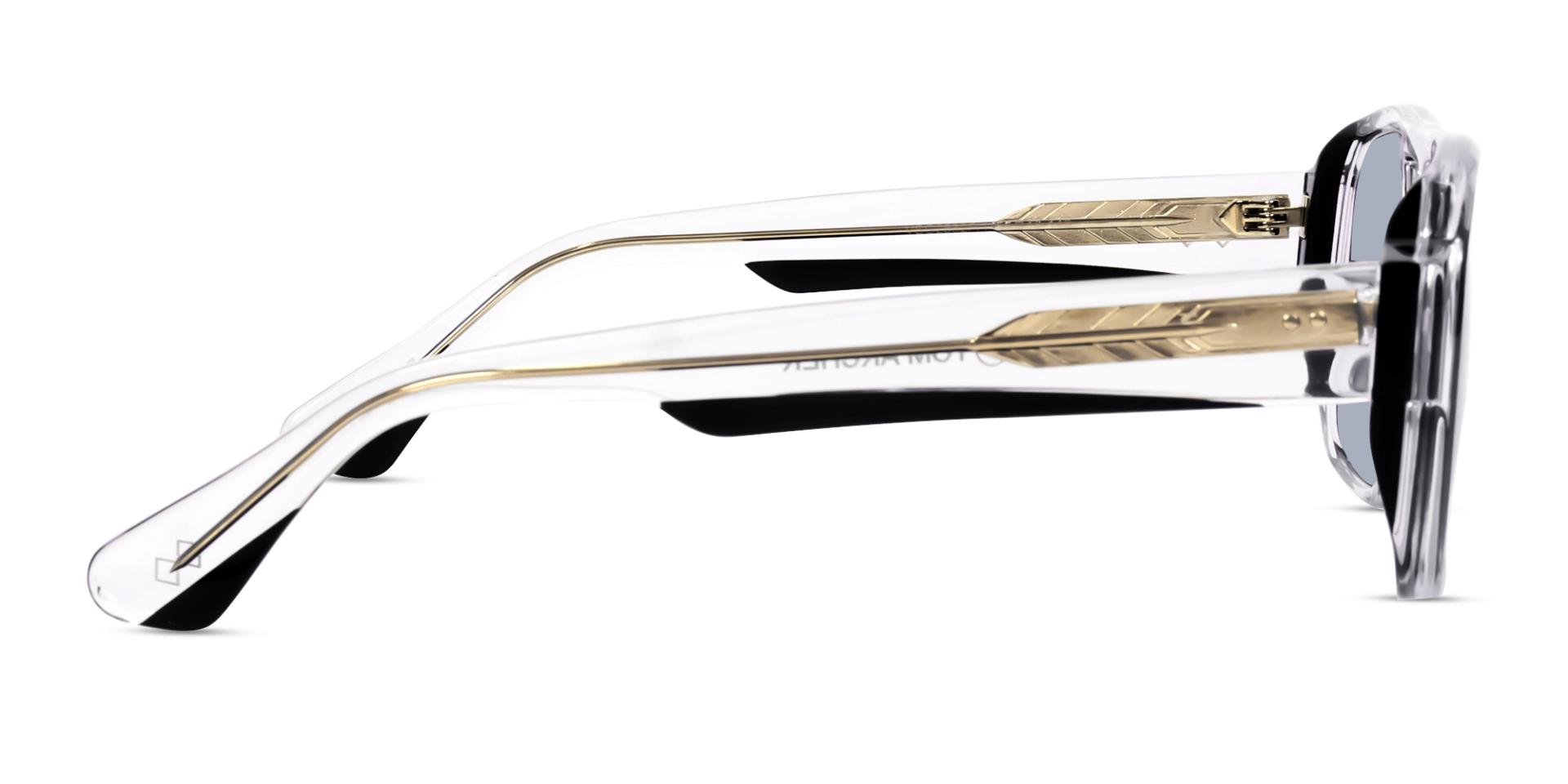 Crystal Clear & Black Pilot Square Sunglasses