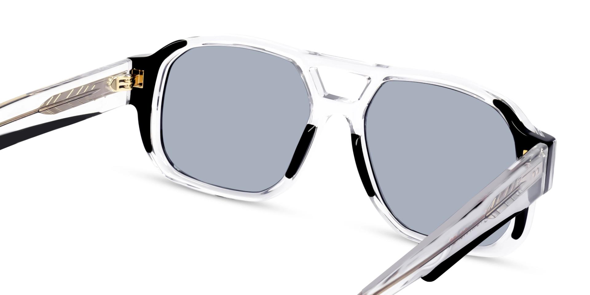 Crystal Clear & Black Pilot Square Sunglasses