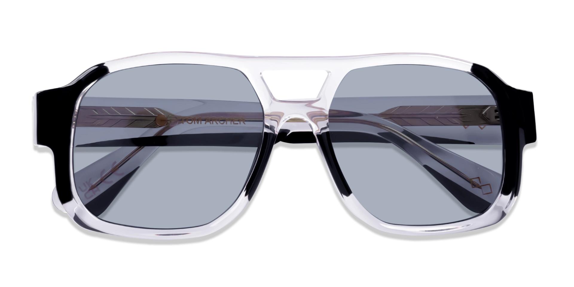 Crystal Clear & Black Pilot Square Sunglasses