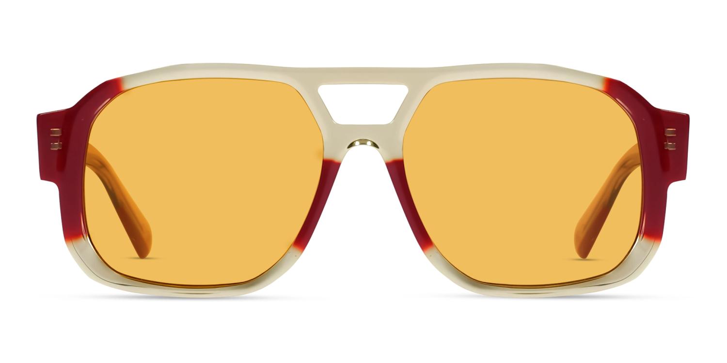Crystal Grey & Red Double Bridge Square Sunglasses Crystal Grey & Red Double Bridge Square Sunglasses