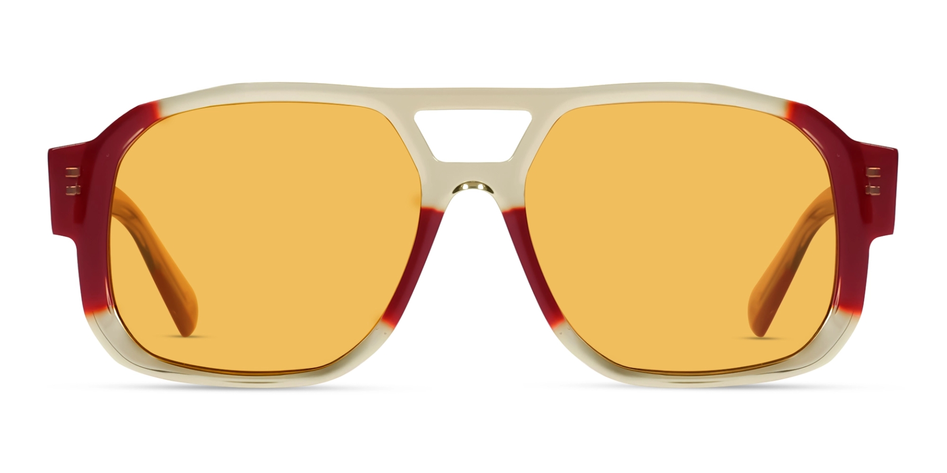 Crystal Grey & Red Double Bridge Square Sunglasses Crystal Grey & Red Double Bridge Square Sunglasses