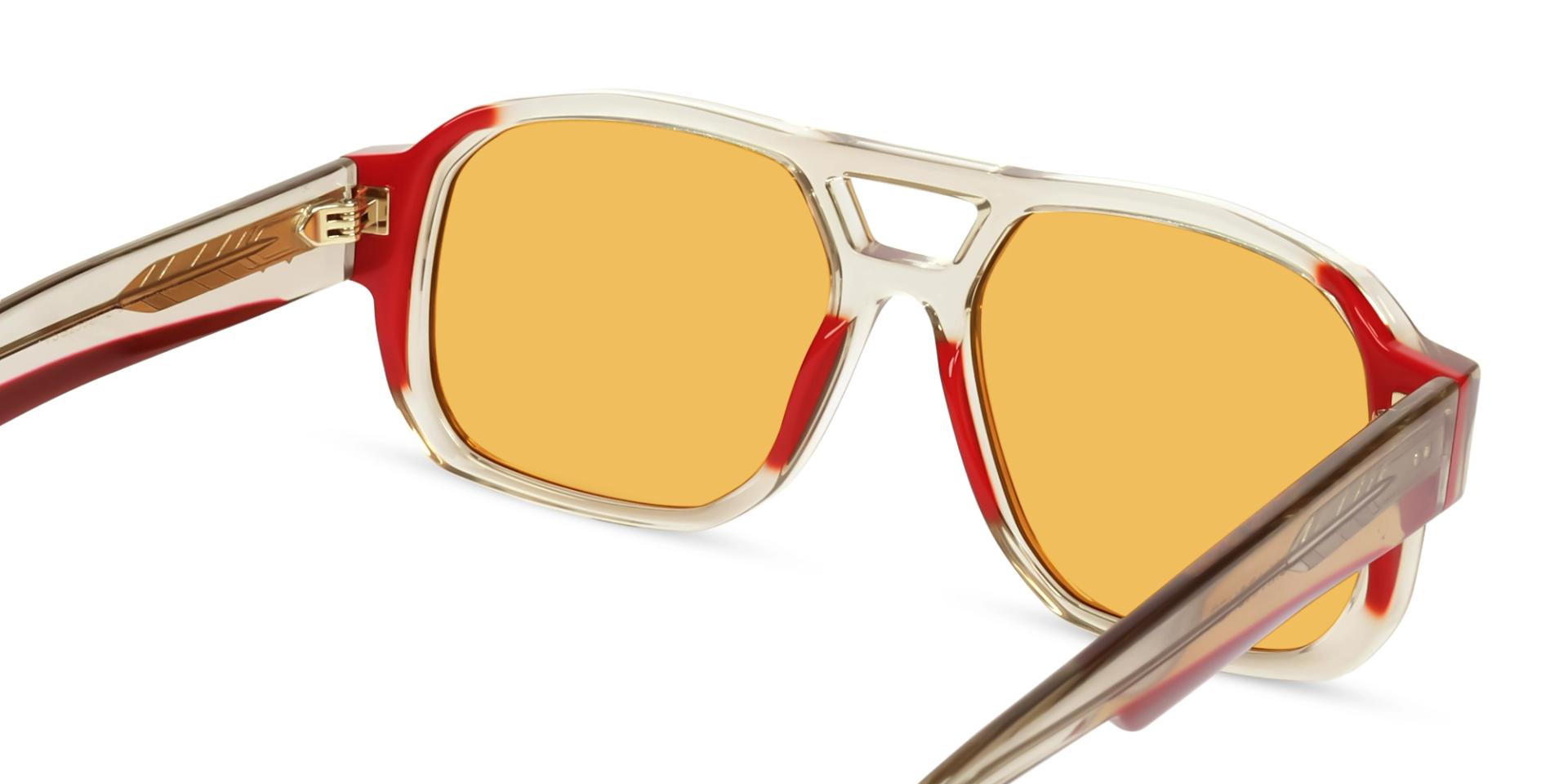 Crystal Grey & Red Double Bridge Square Sunglasses