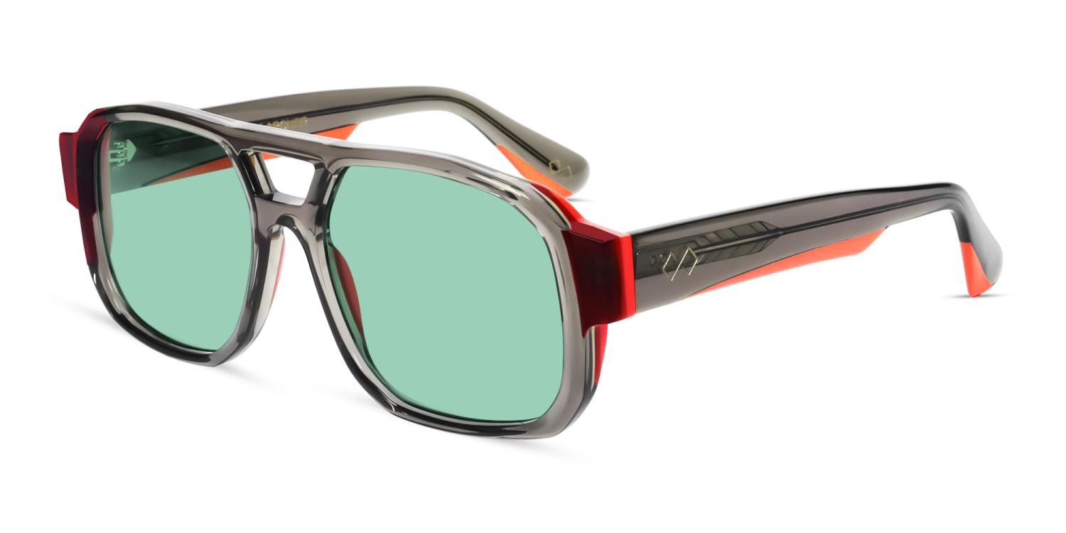 Crystal Brown & Orange Thick Square Sunglasses