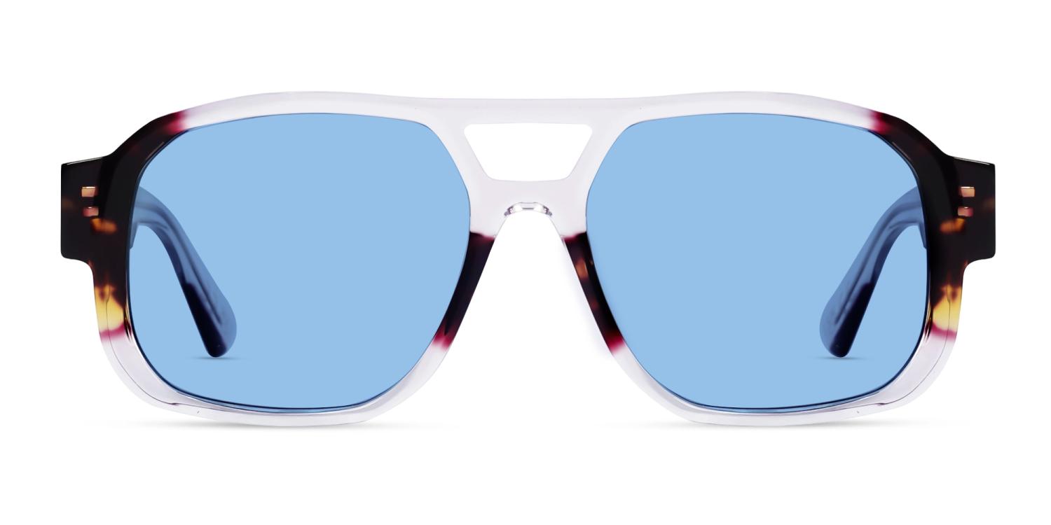 Crystal Clear & Tortoise Thick Frame Square Sunglasses