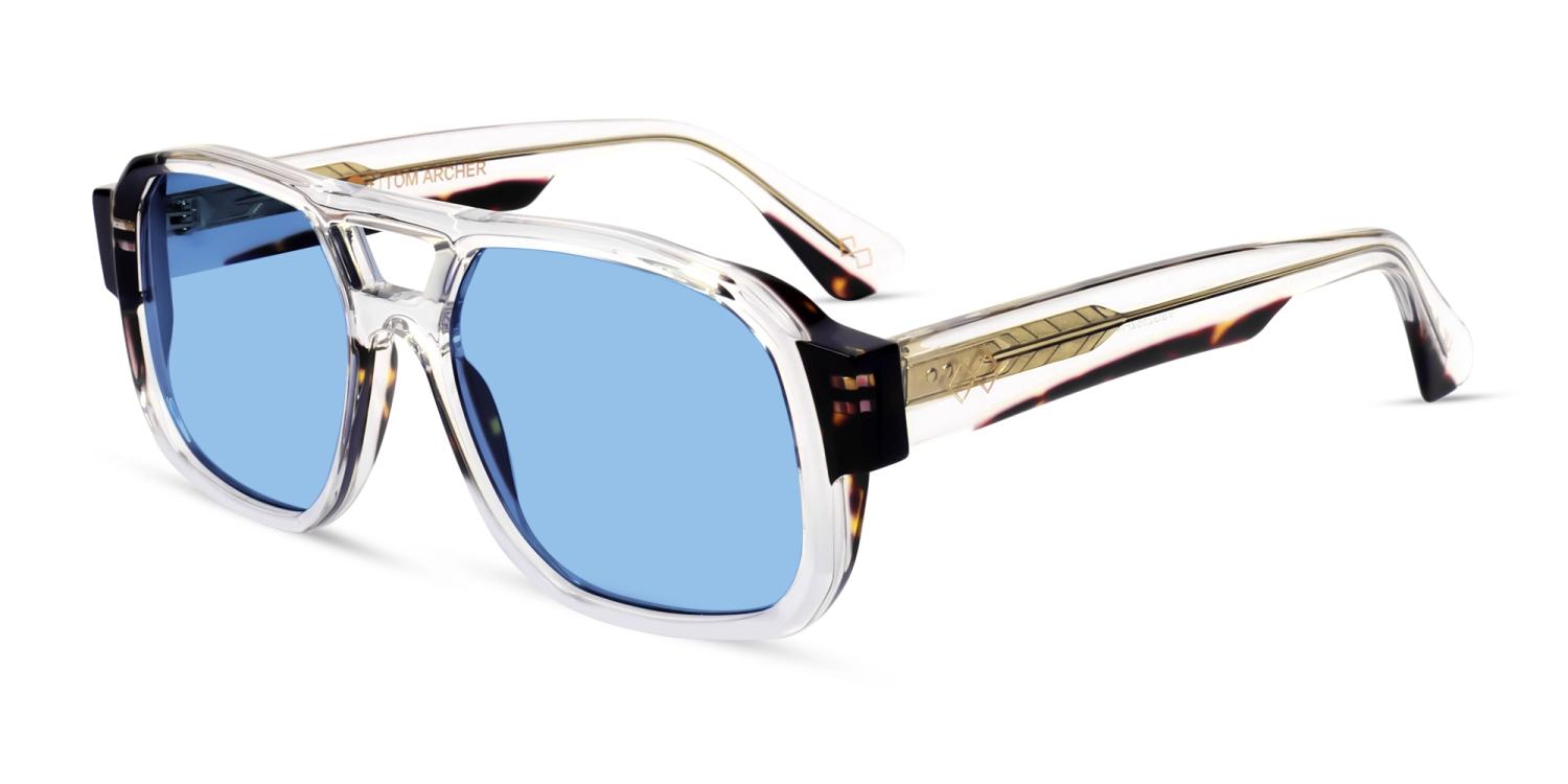 Crystal Clear & Tortoise Thick Frame Square Sunglasses