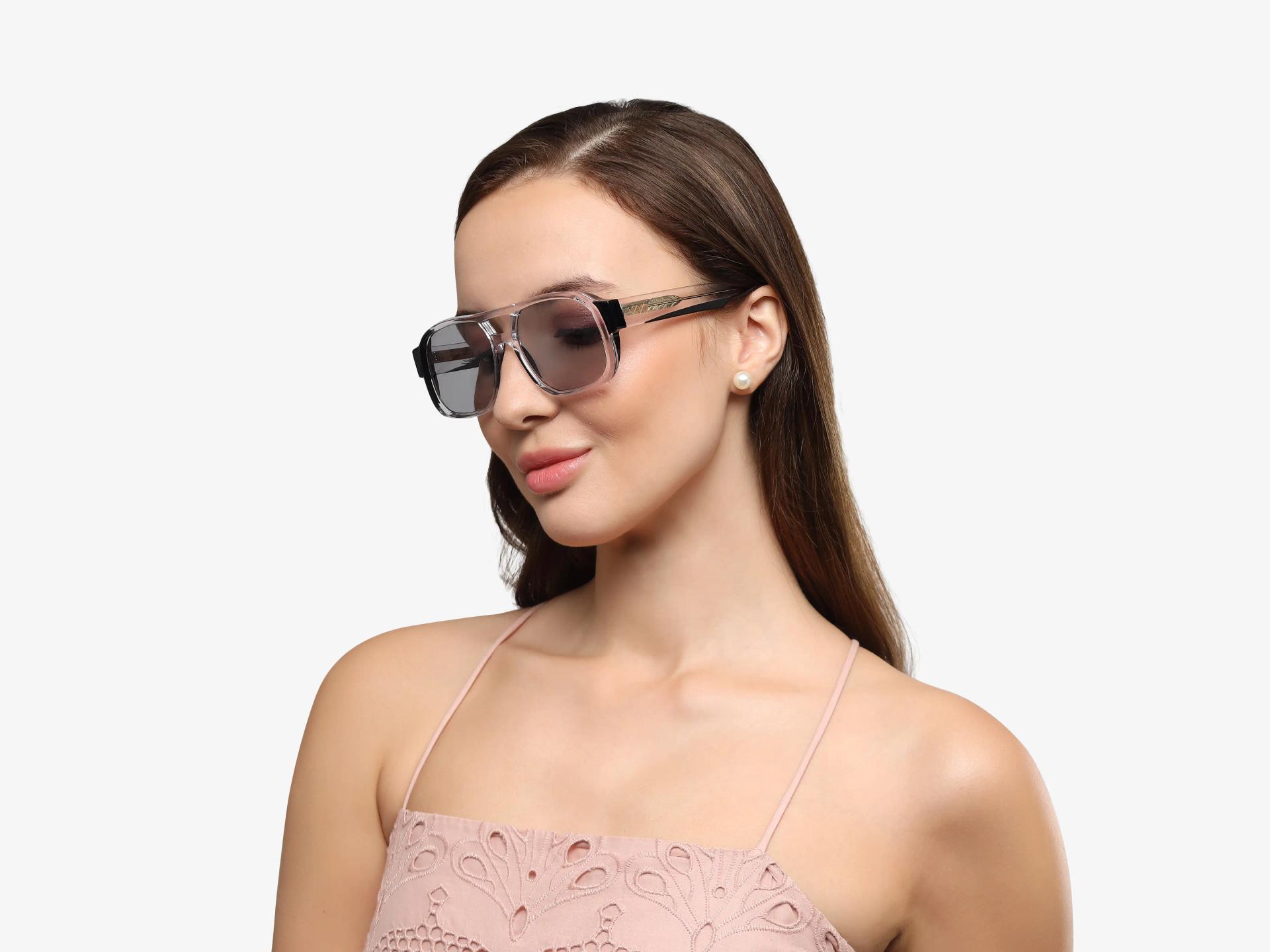 Crystal Clear & Black Pilot Square Sunglasses