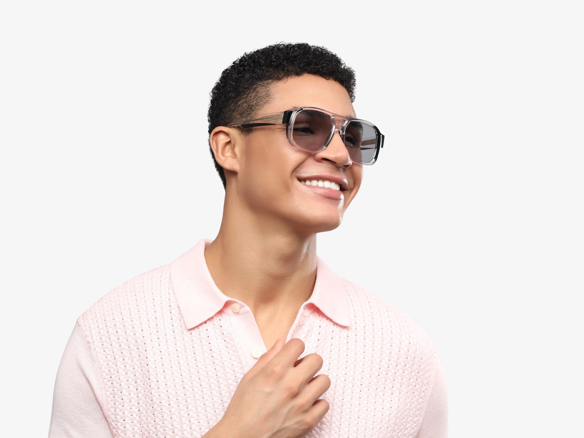 Crystal Clear & Black Pilot Square Sunglasses