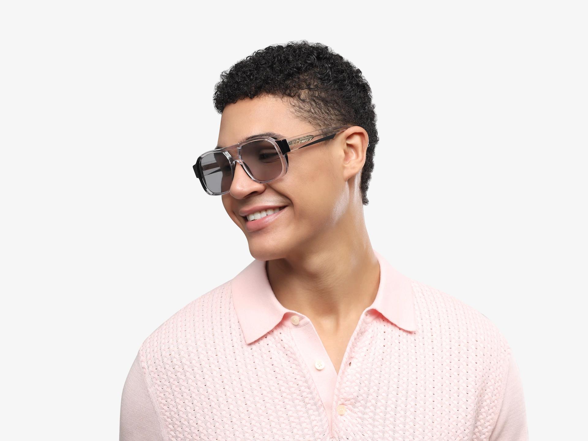 Crystal Clear & Black Pilot Square Sunglasses