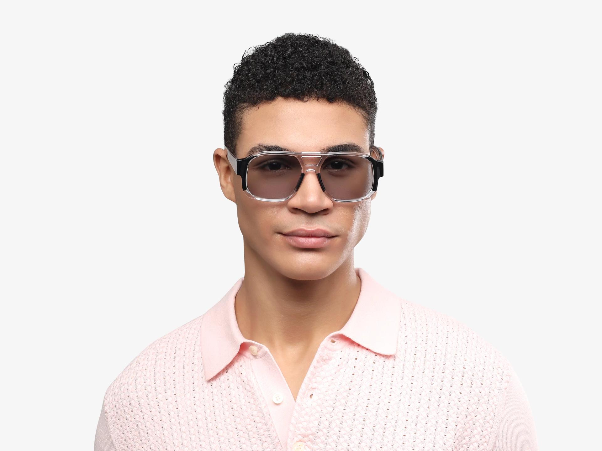 Crystal Clear & Black Pilot Square Sunglasses