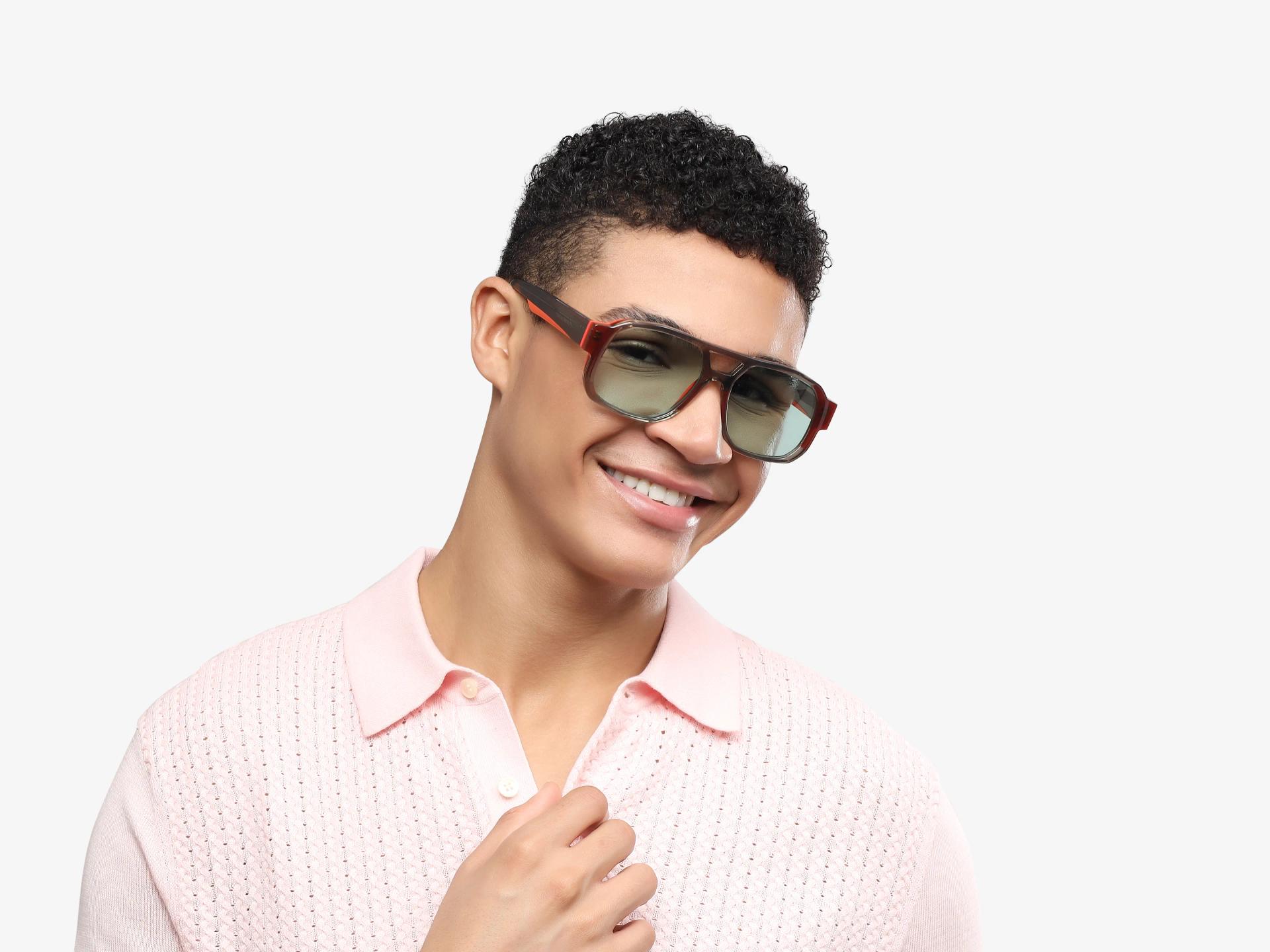 Crystal Brown & Orange Thick Square Sunglasses