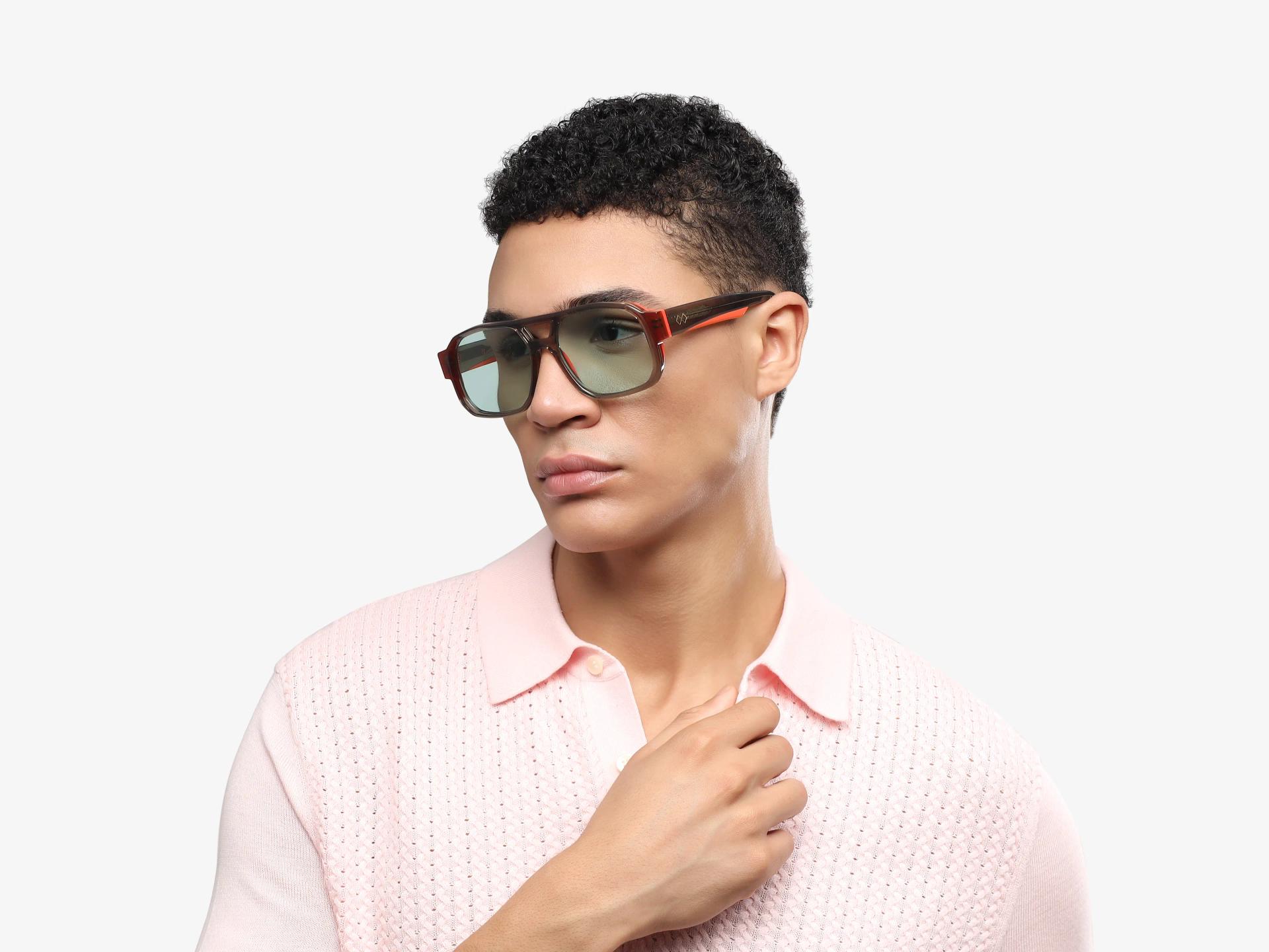 Crystal Brown & Orange Thick Square Sunglasses