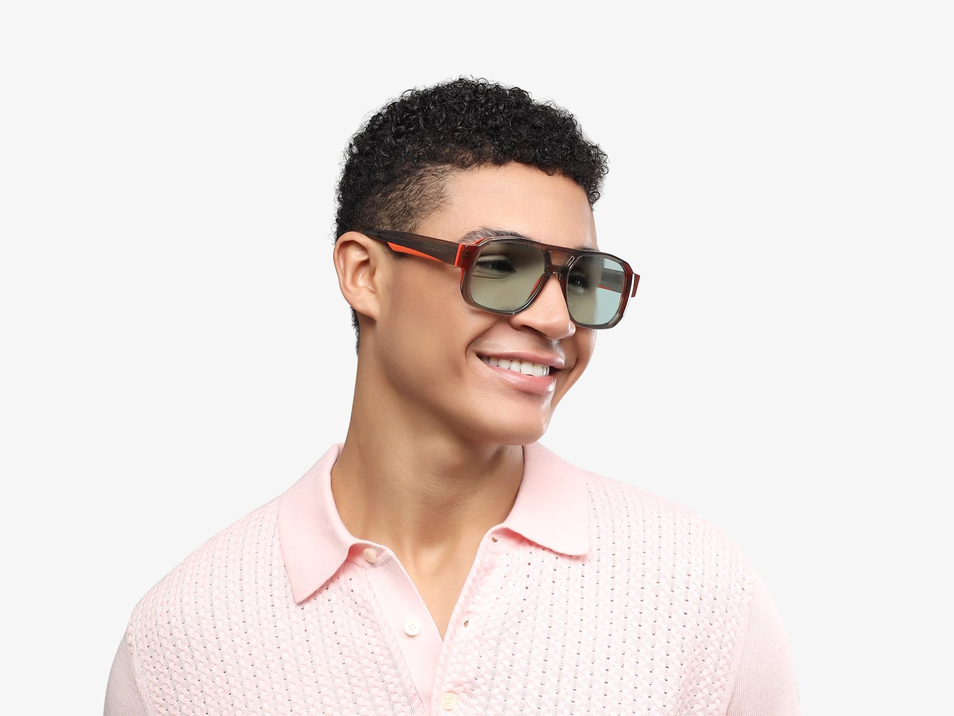 Crystal Brown & Orange Thick Square Sunglasses