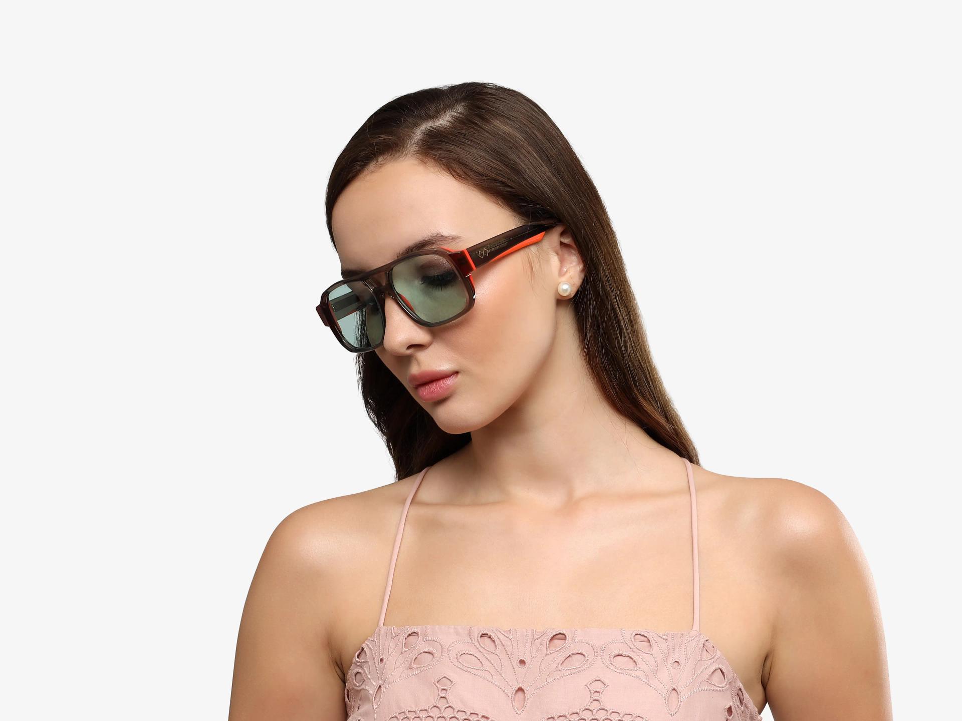 Crystal Brown & Orange Thick Square Sunglasses