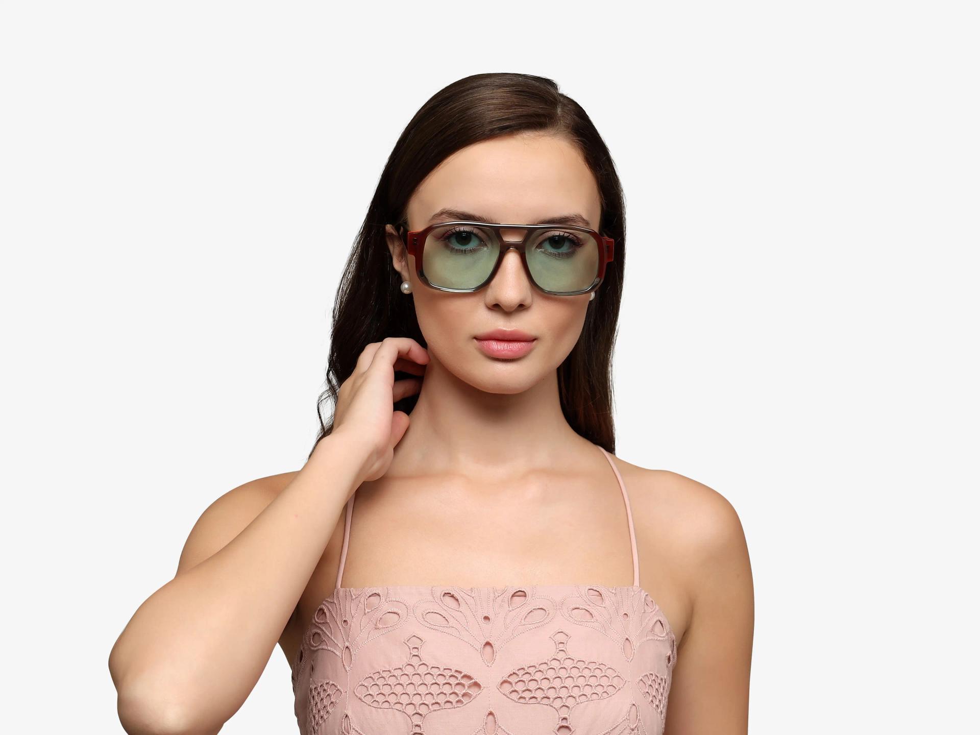 Crystal Brown & Orange Thick Square Sunglasses