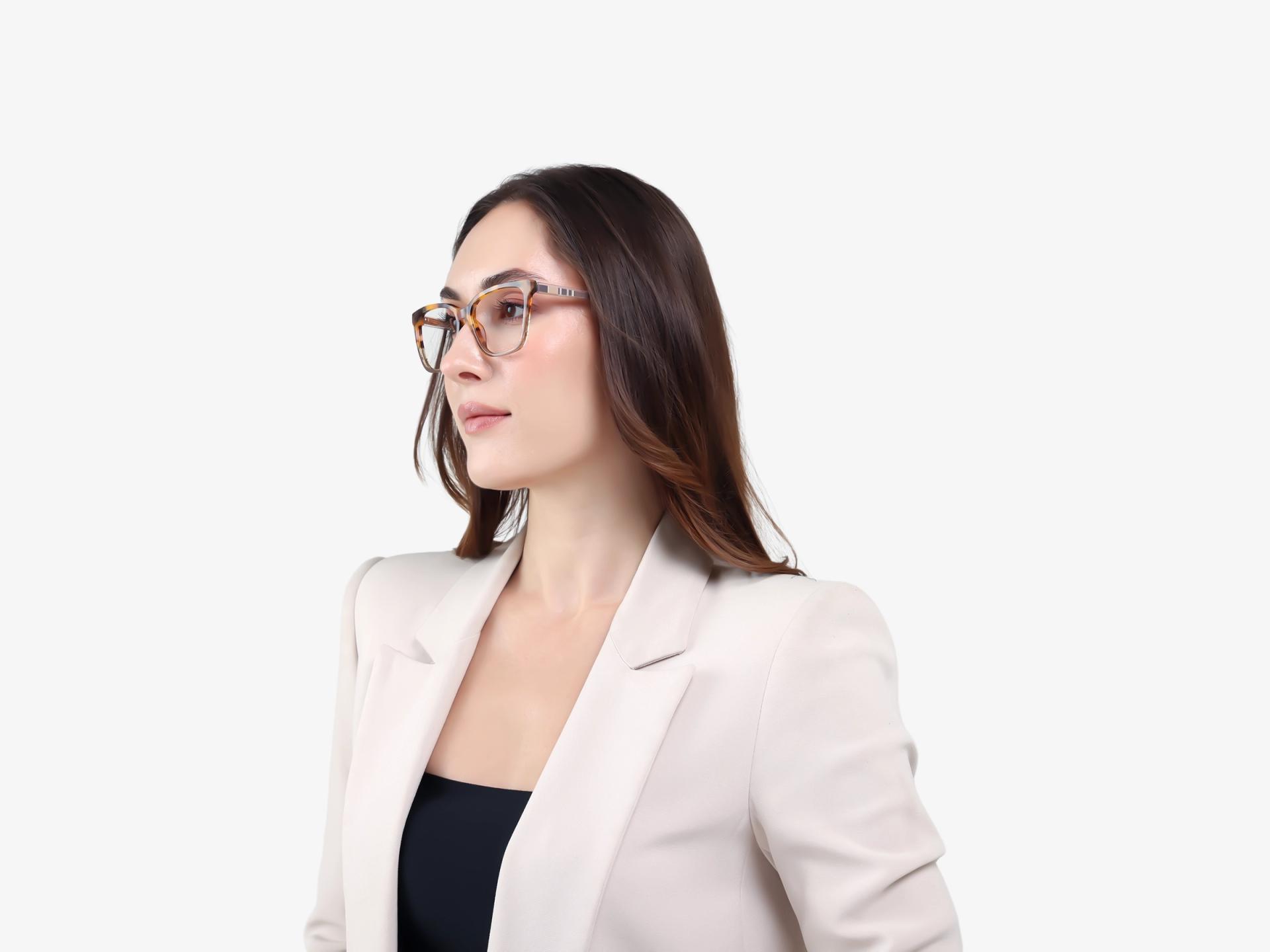 Yellow Tortoise & Brown Cateye Fullrim Glasses
