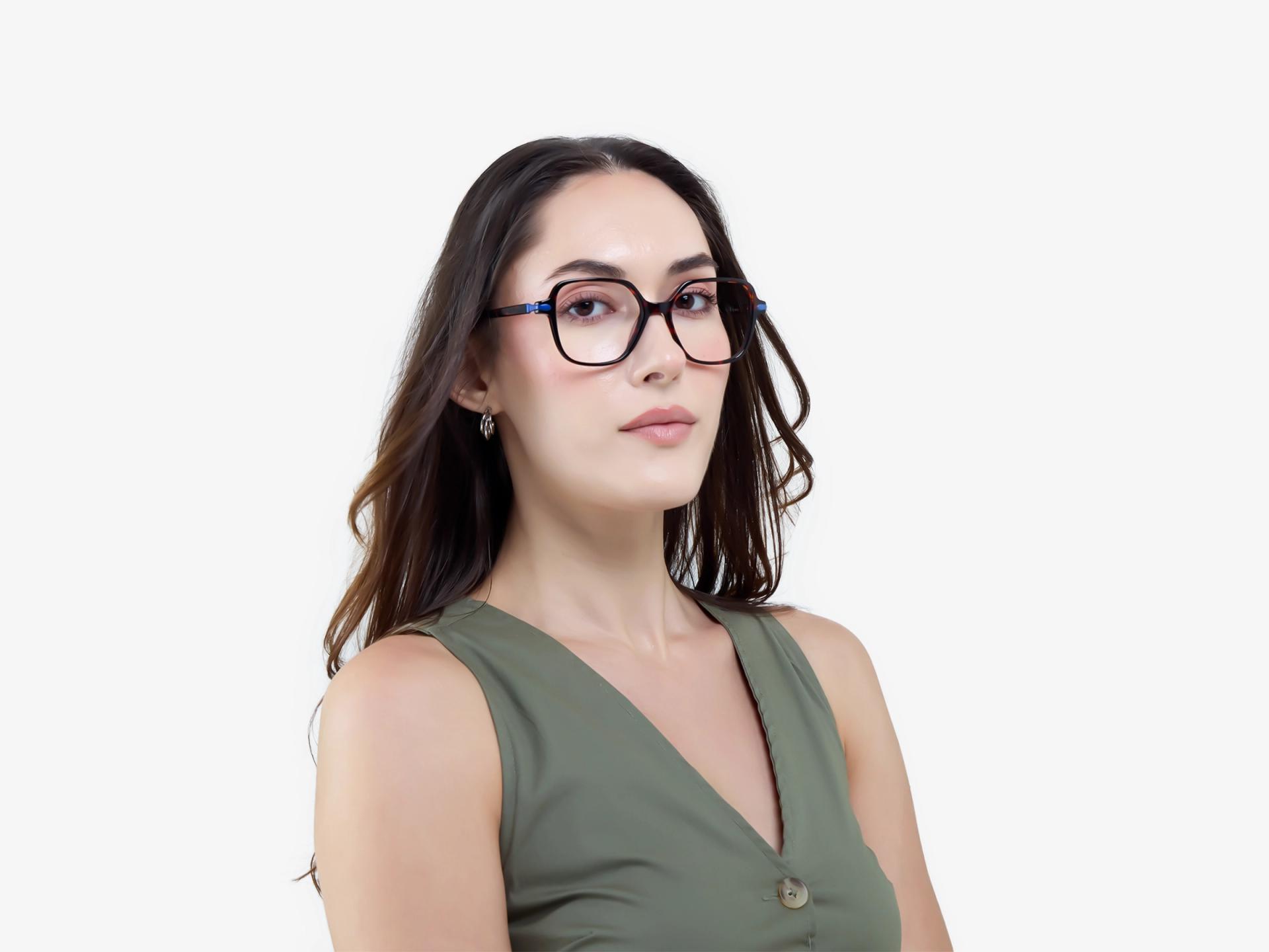 Oversized Dark Tortoise Geometric Glasses