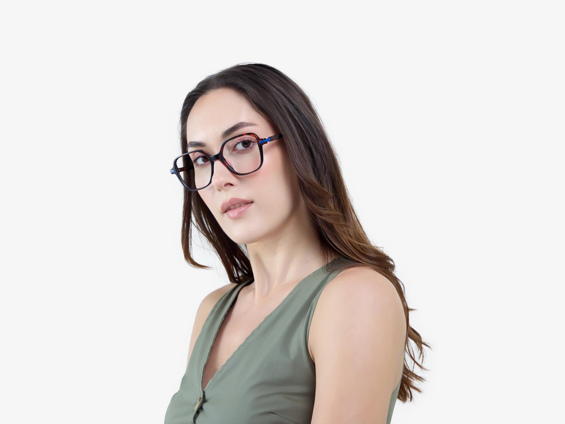 Oversized Dark Tortoise Geometric Glasses