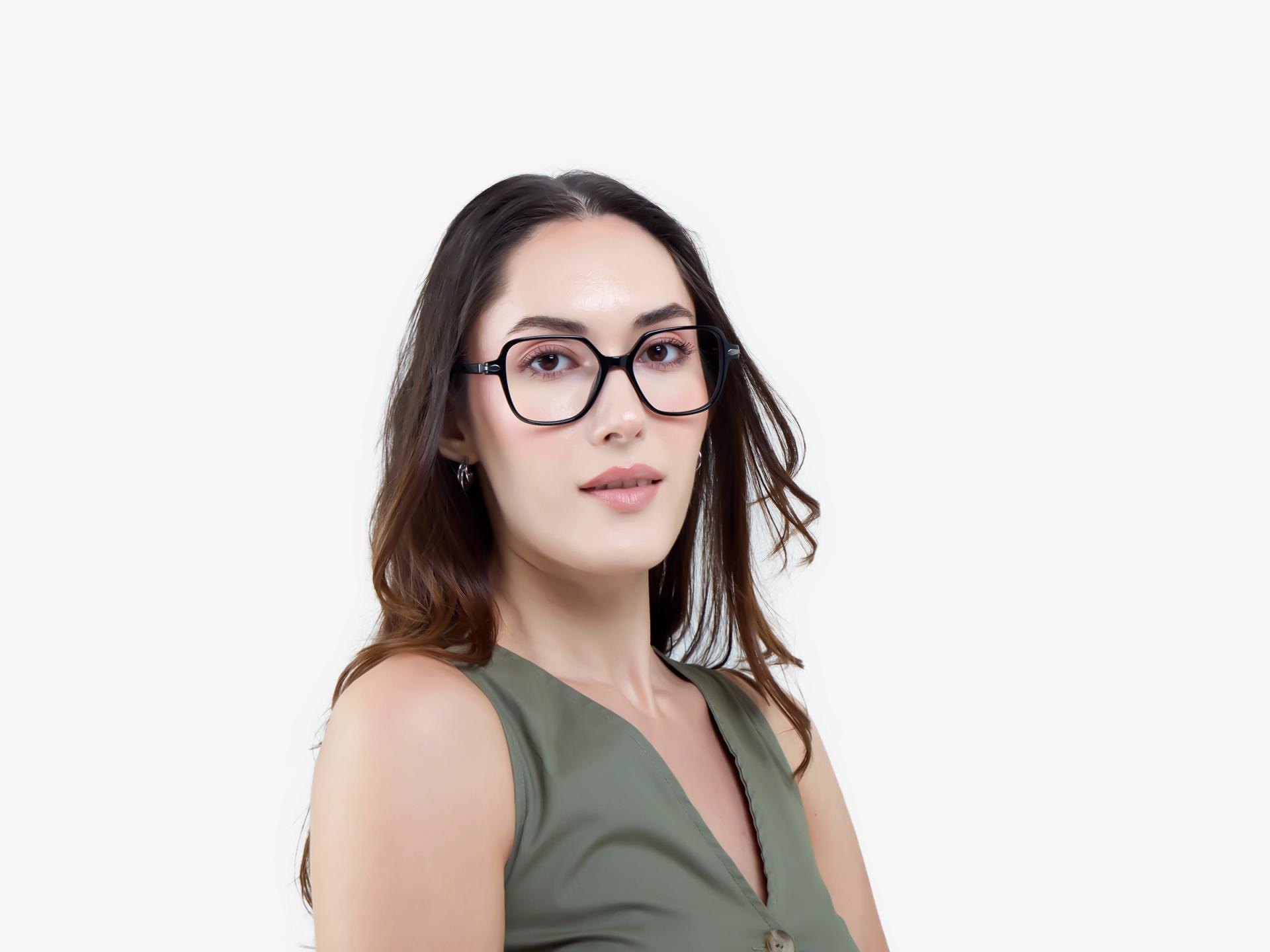 Black Large Geometric Fullrim Glasses