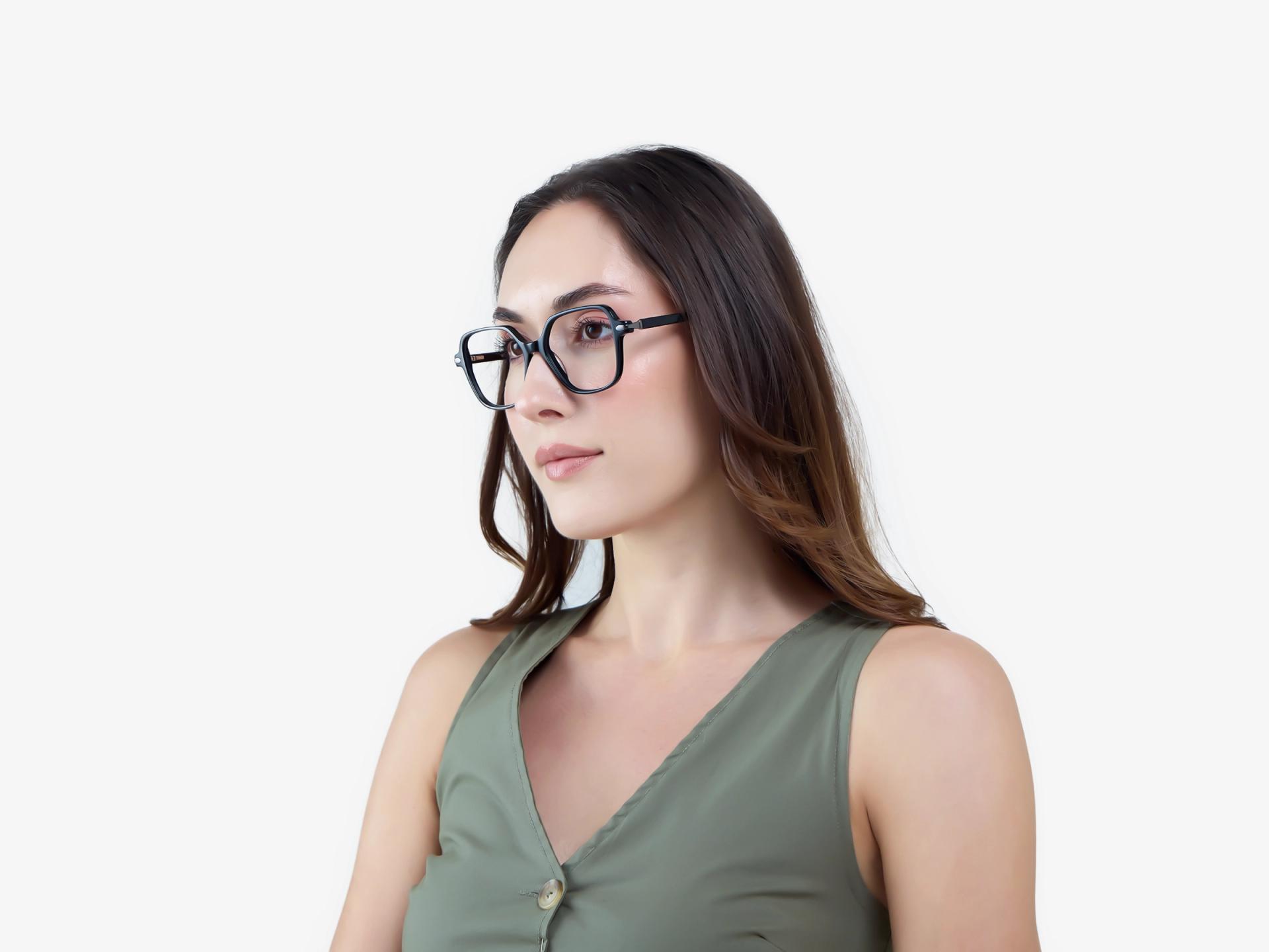 Black Large Geometric Fullrim Glasses