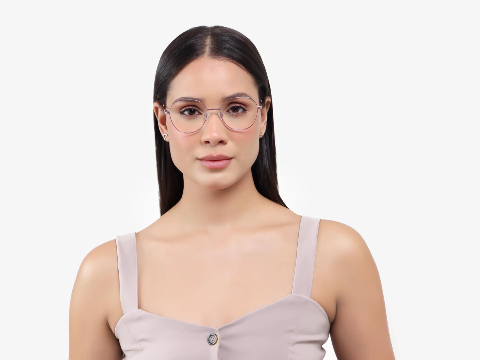 Geometric Rose Gold Metal Fullrim Glasses