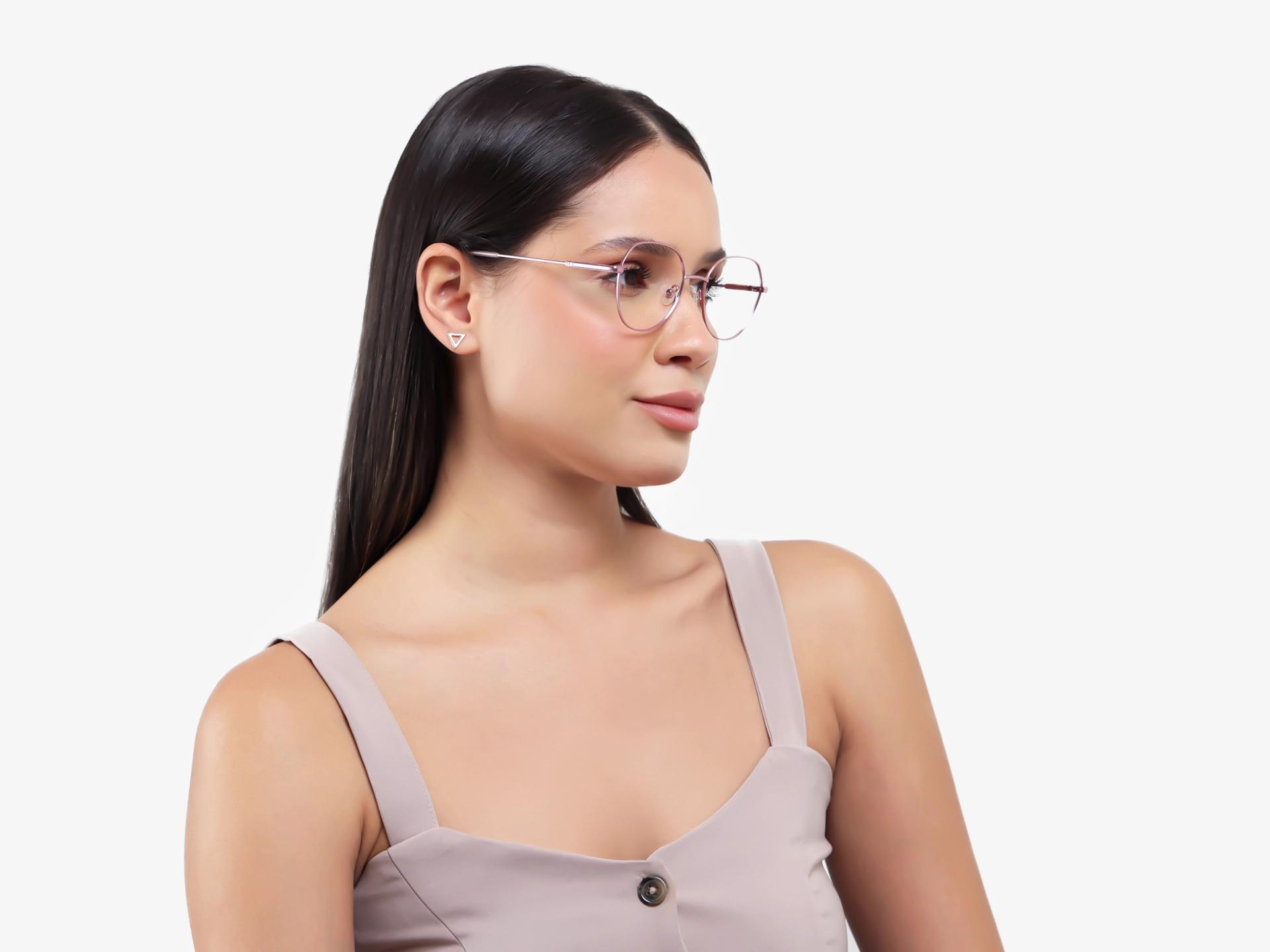 Geometric Rose Gold Metal Fullrim Glasses